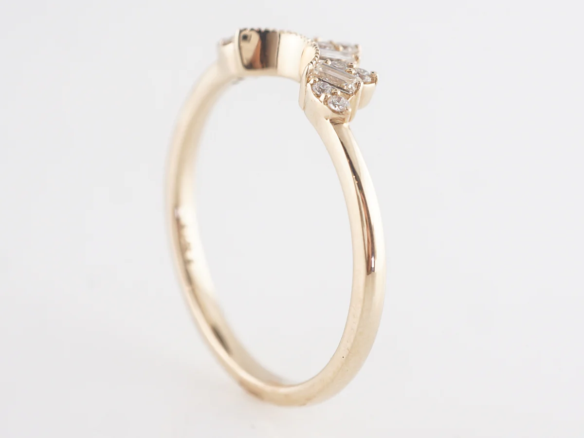 .31 Curved Diamond Wedding Band in 14k Yellow Gold - Image 4