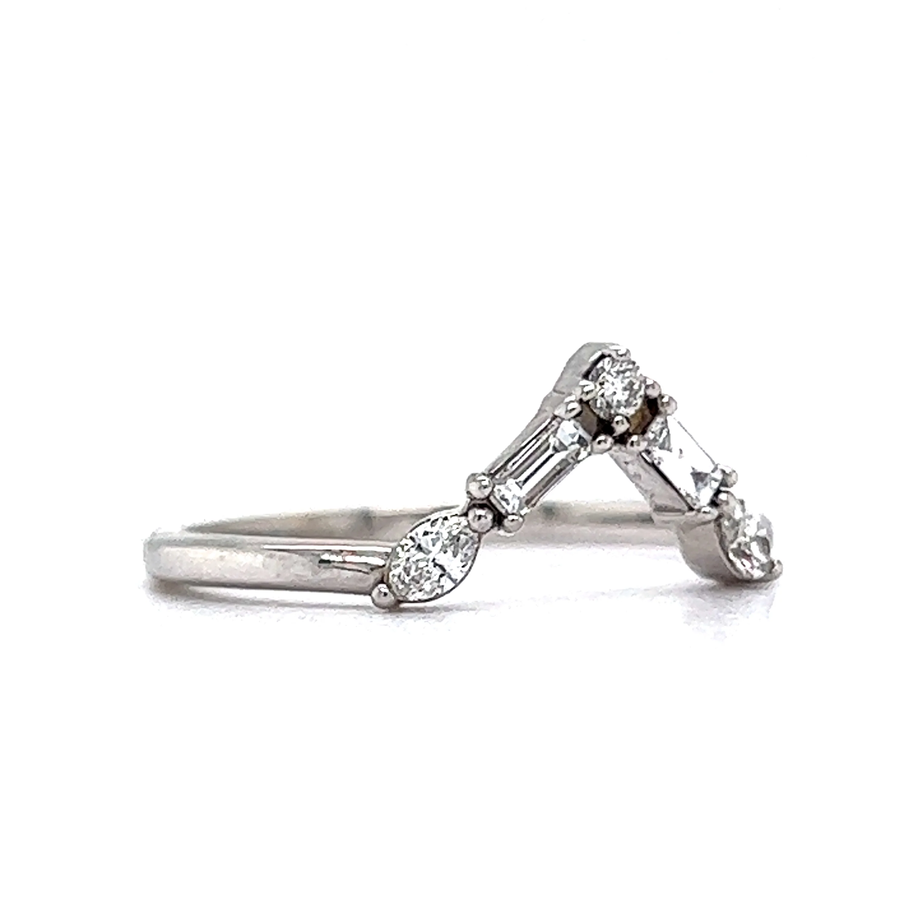 .31 Diamond V Shape Wedding Band in 14k White Gold - Image 3