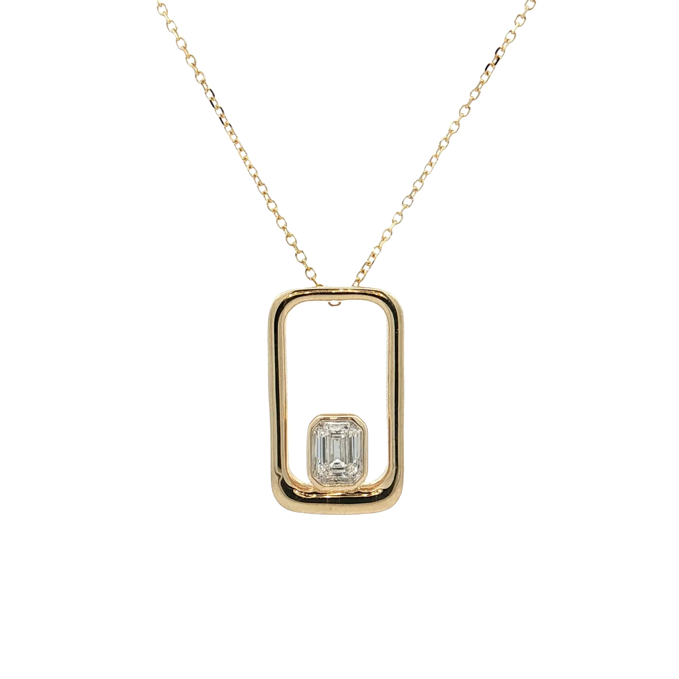.31 Emerald Cut Diamond Pendant Necklace 14k