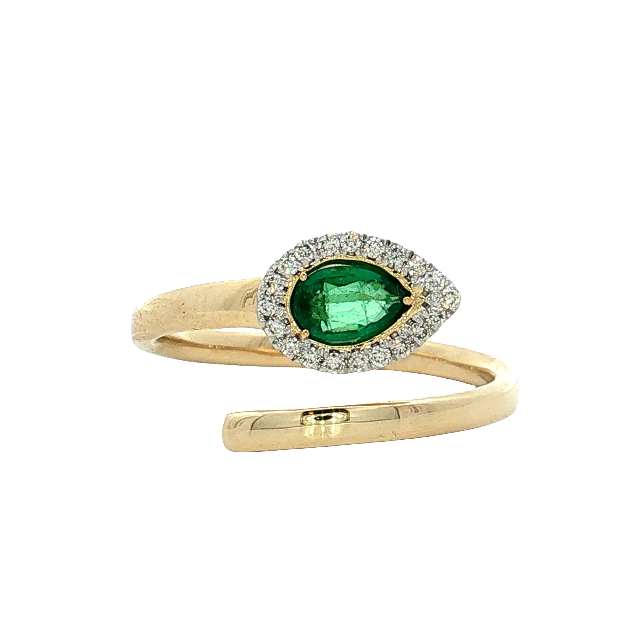 .31 Emerald & Diamond Snake Cocktail Ring 14k