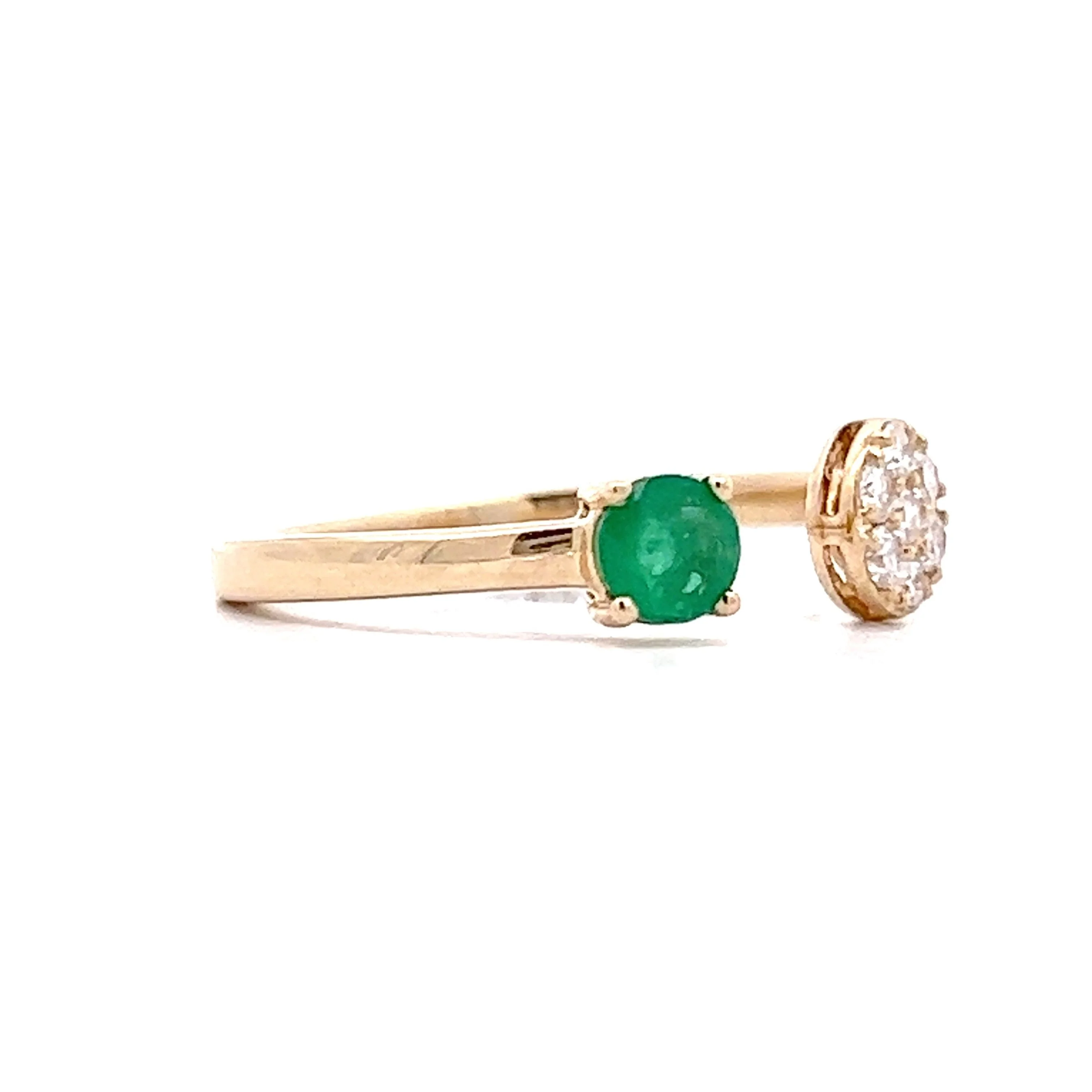 .31 Emerald & Diamond Stacking Ring in 14k Yellow Gold - Image 3