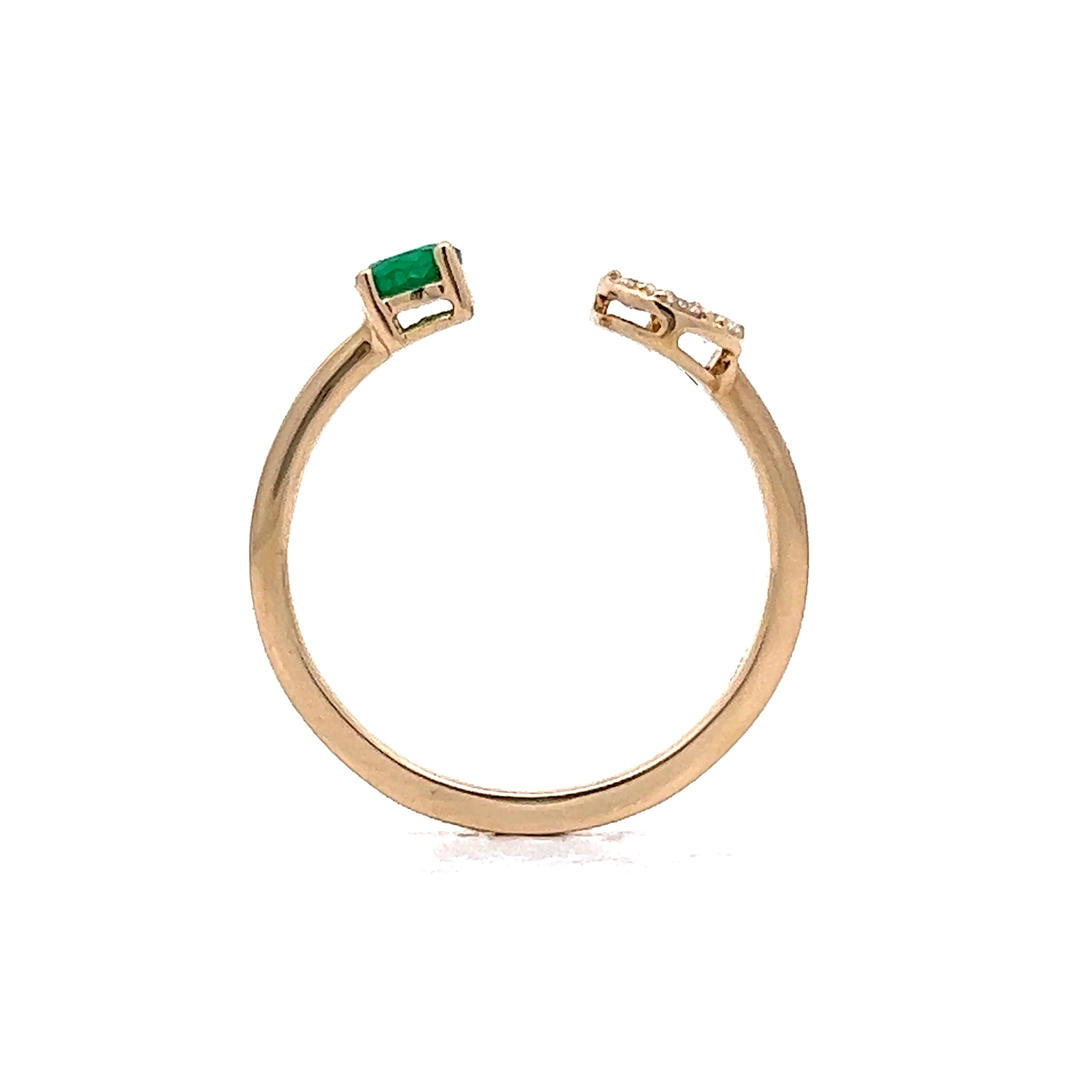 .31 Emerald & Diamond Stacking Ring in 14k Yellow Gold - Image 4