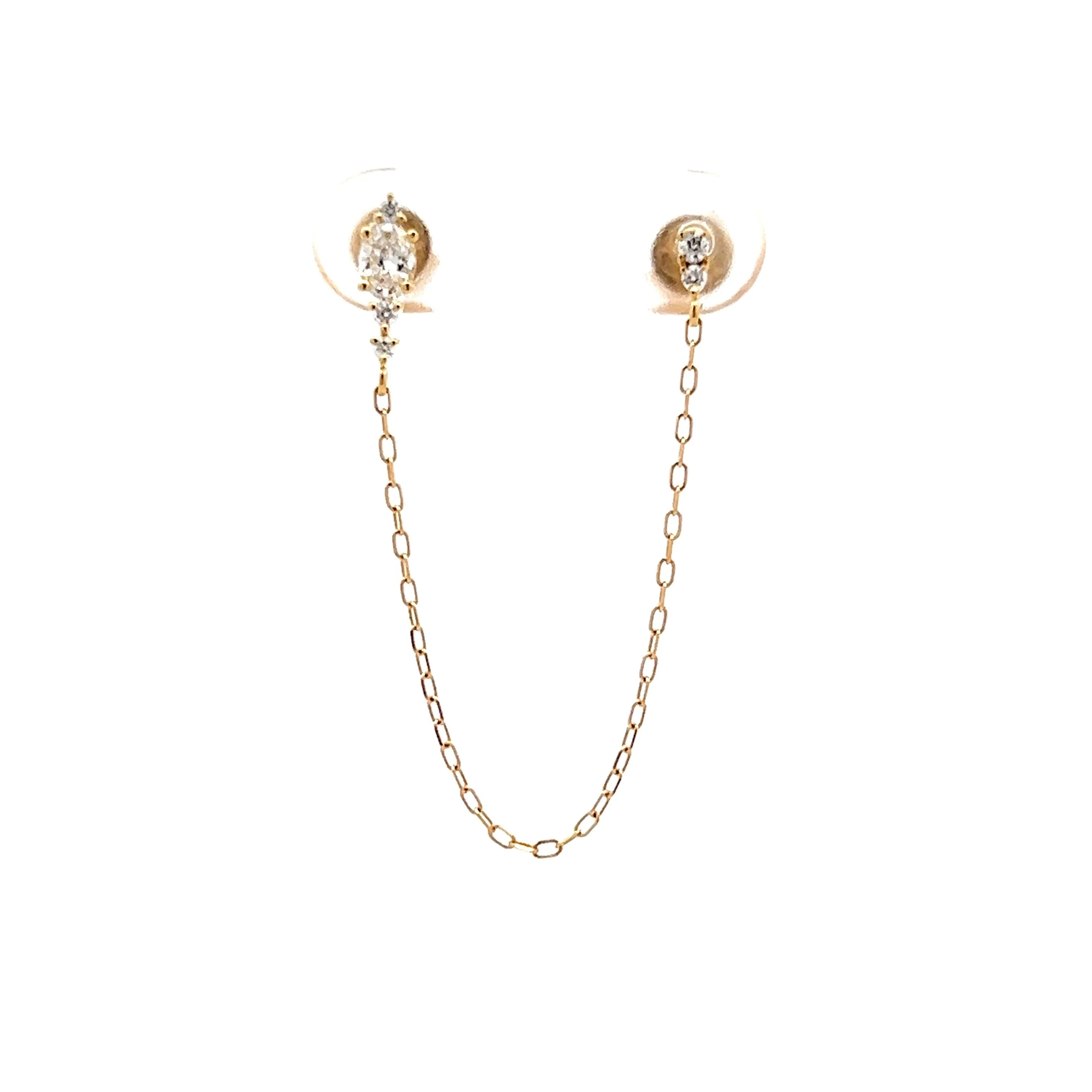 .31 Oval Diamond Chain Stud Earrings in 14k - Image 2