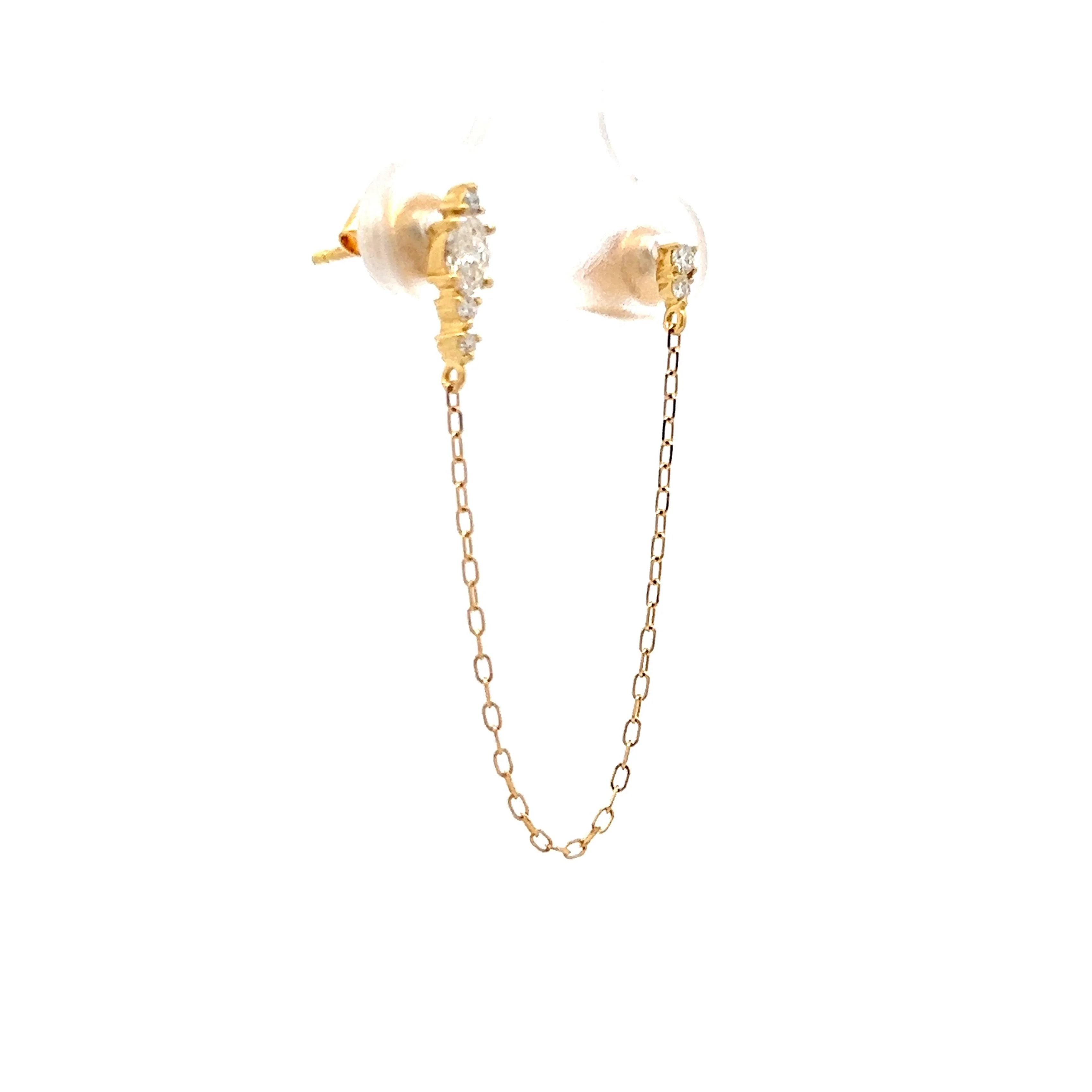 .31 Oval Diamond Chain Stud Earrings in 14k - Image 3