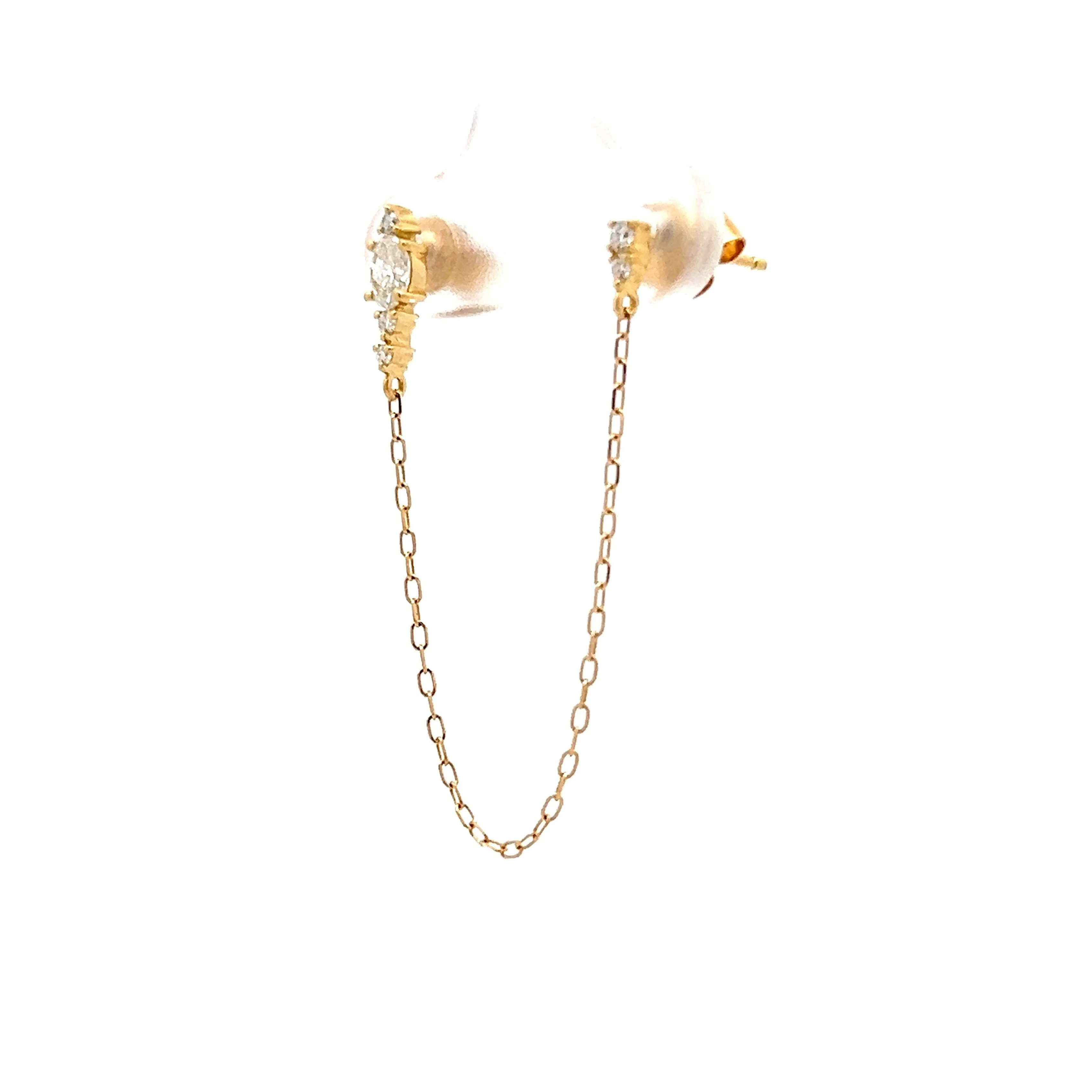.31 Oval Diamond Chain Stud Earrings in 14k - Image 4