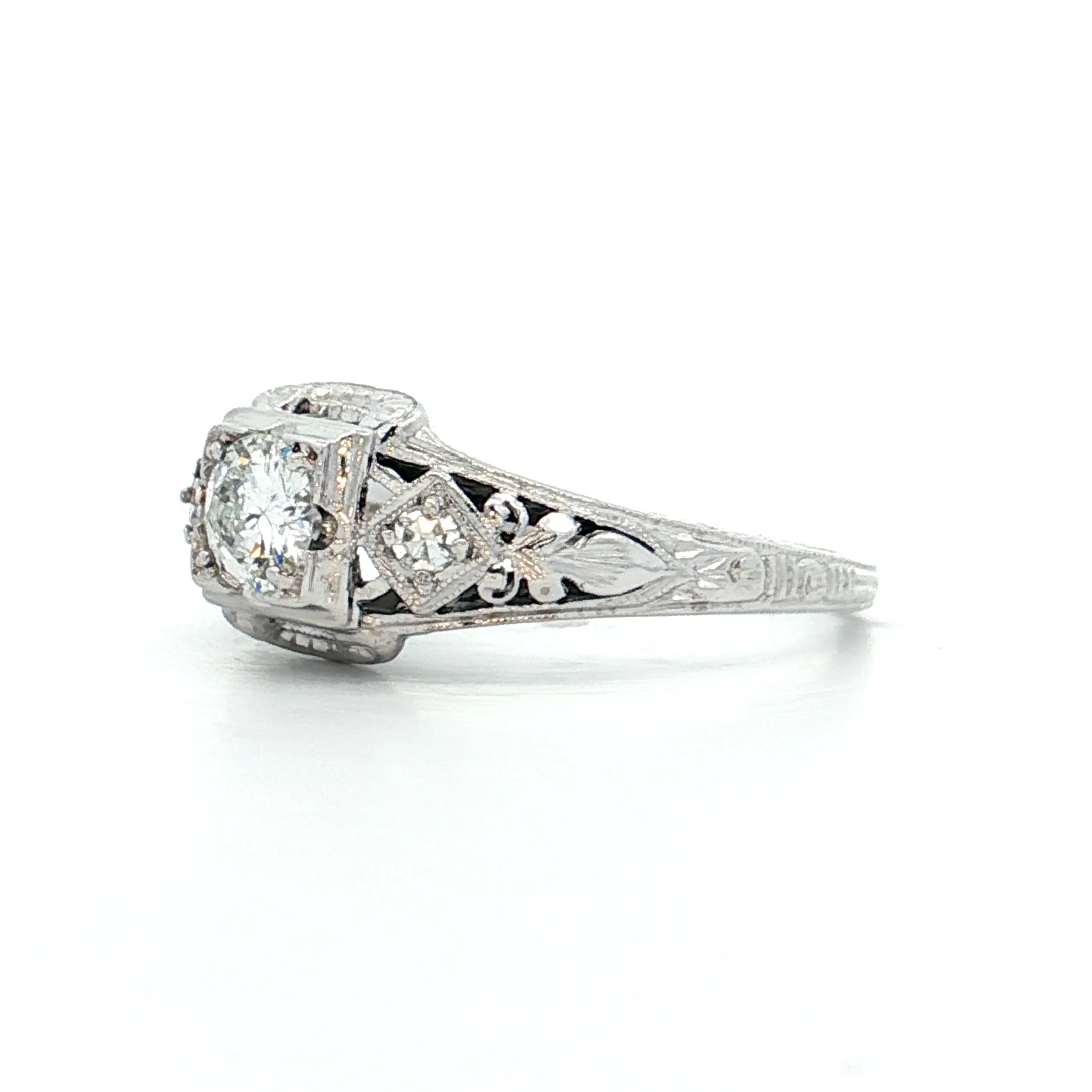 .32 Antique Deco Brilliant Diamond Engagement Ring 18k - Image 2