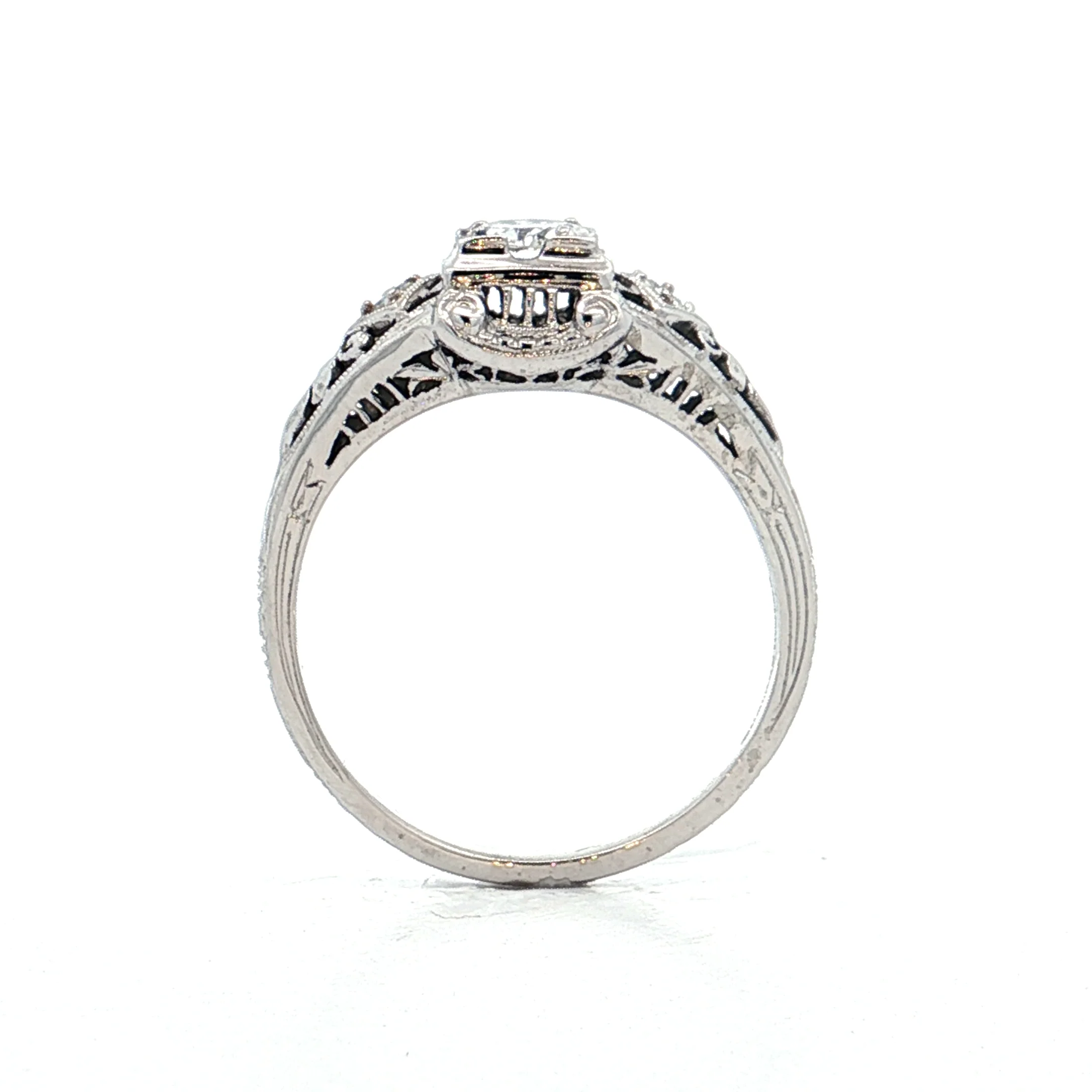 .32 Antique Deco Brilliant Diamond Engagement Ring 18k - Image 4