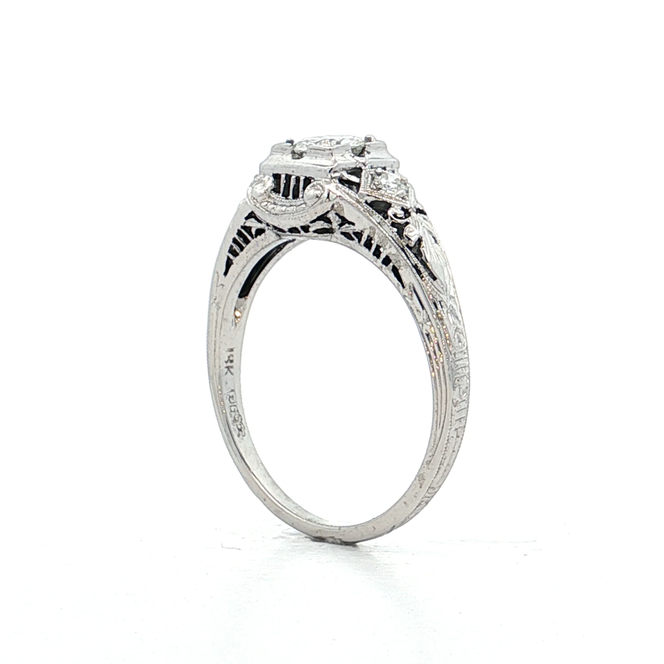 .32 Antique Deco Brilliant Diamond Engagement Ring 18k - Image 5