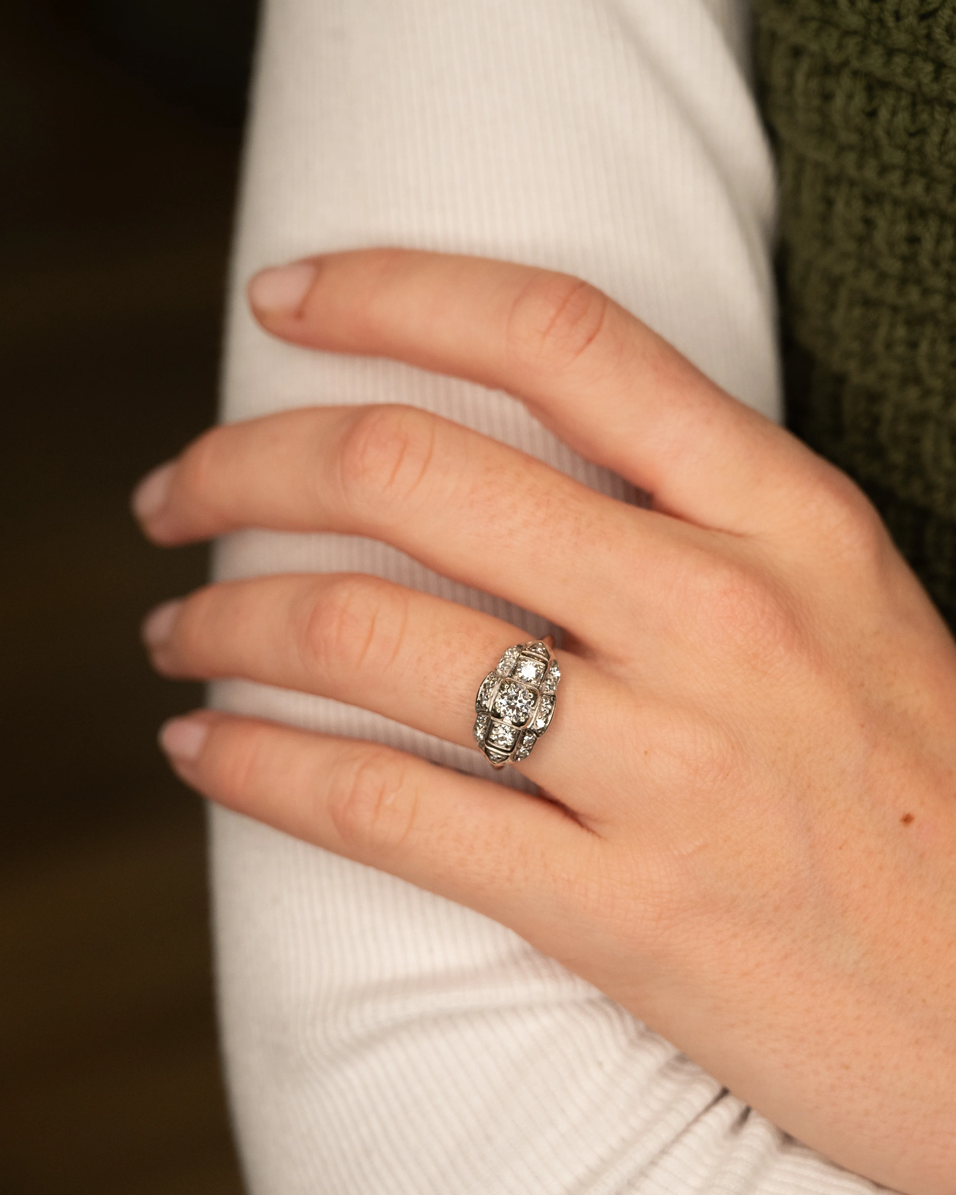 .32 Antique Deco Euro Diamond Engagement Ring Palladium - Image 6