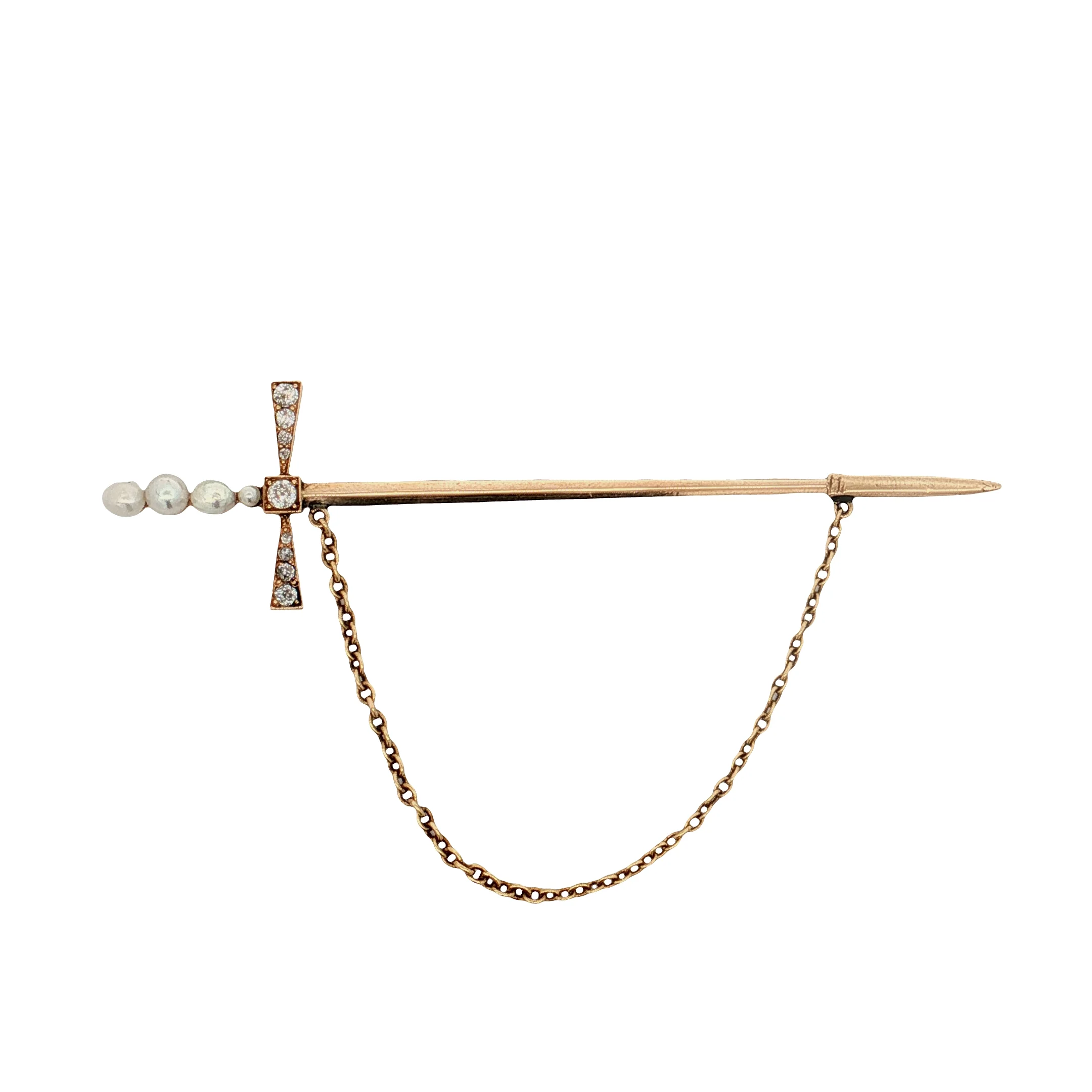 .32 Antique Victorian Diamond Sword Brooch 14k