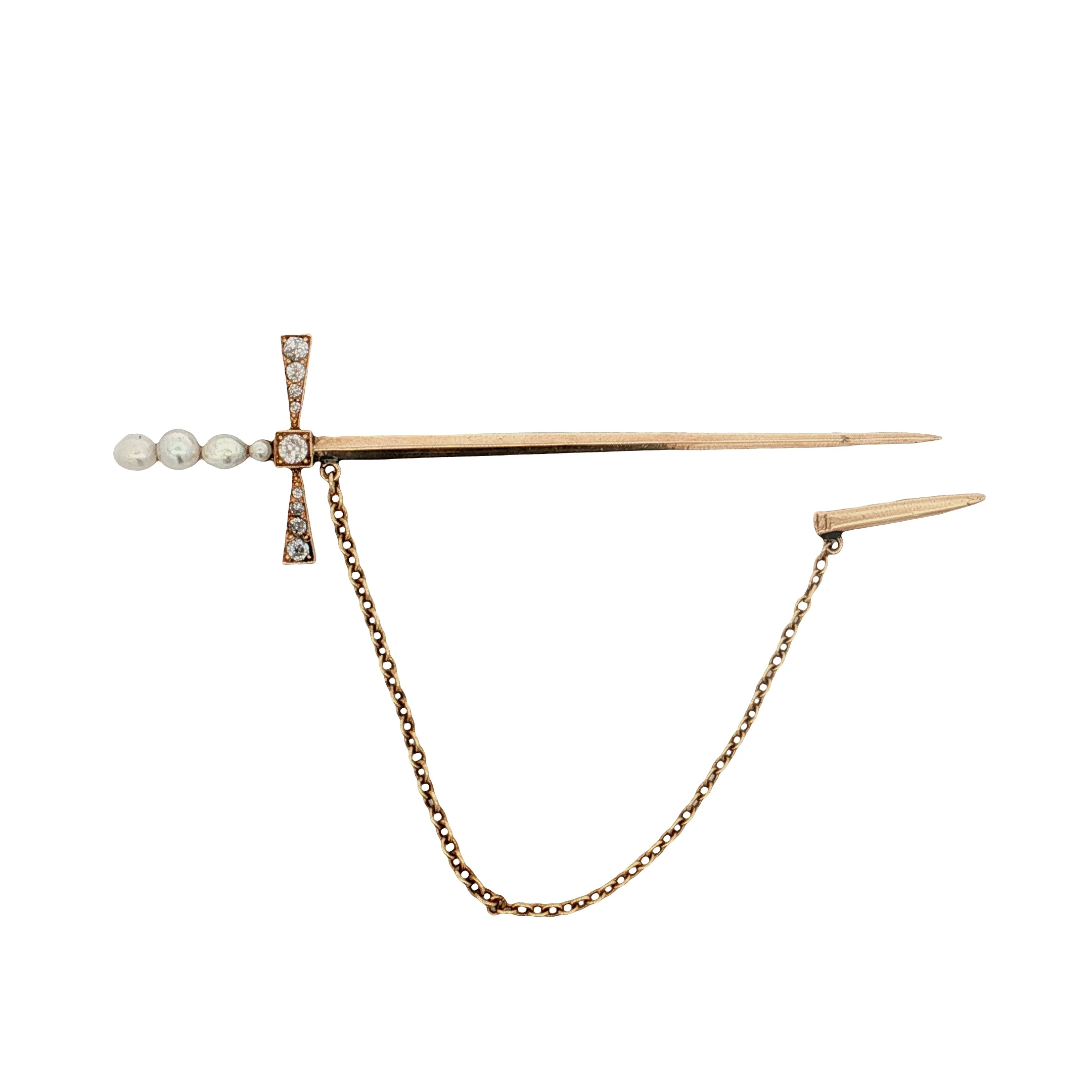 .32 Antique Victorian Diamond Sword Brooch 14k - Image 2