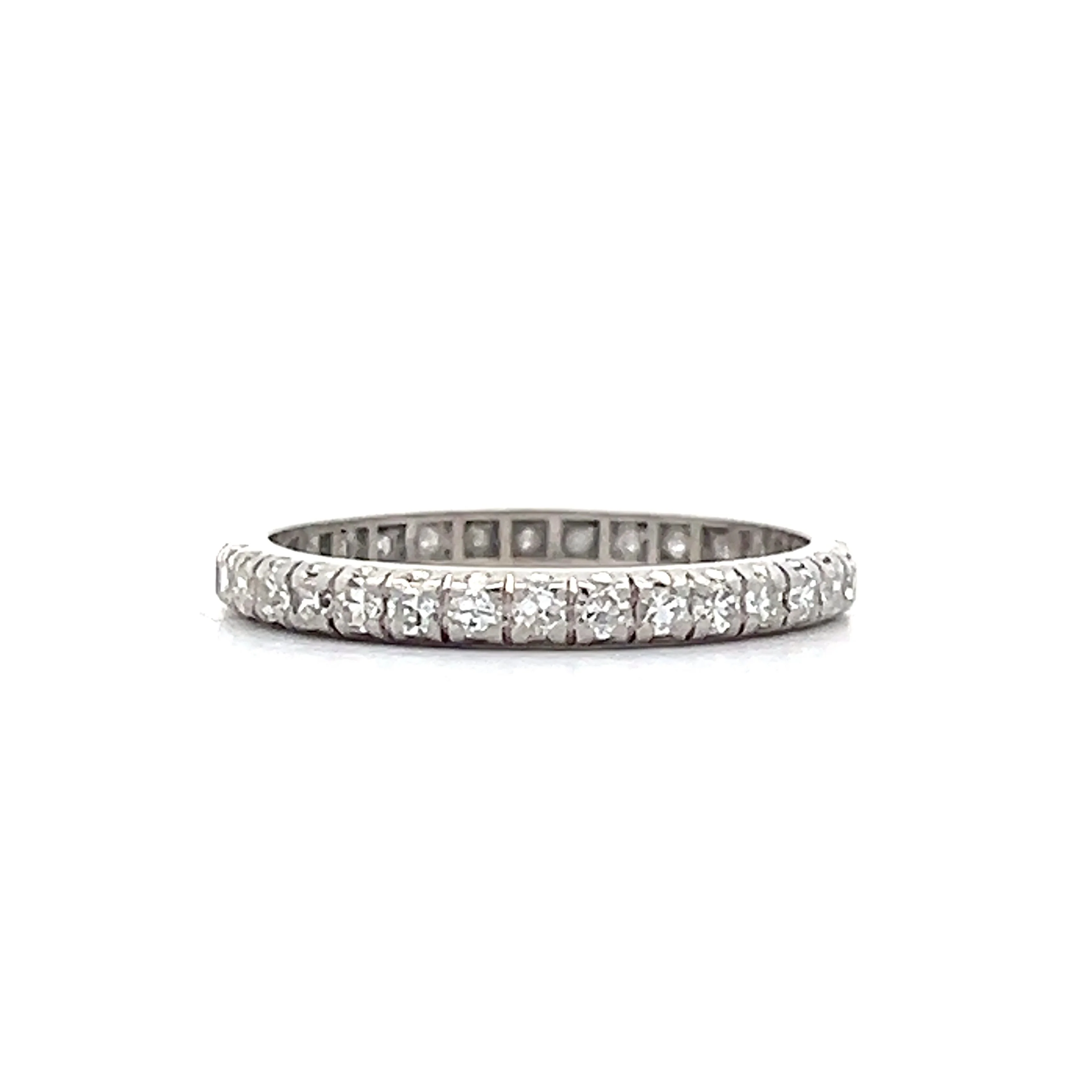 .32 Art Deco Single Cut Diamond Eternity Band in Platinum - Image 2