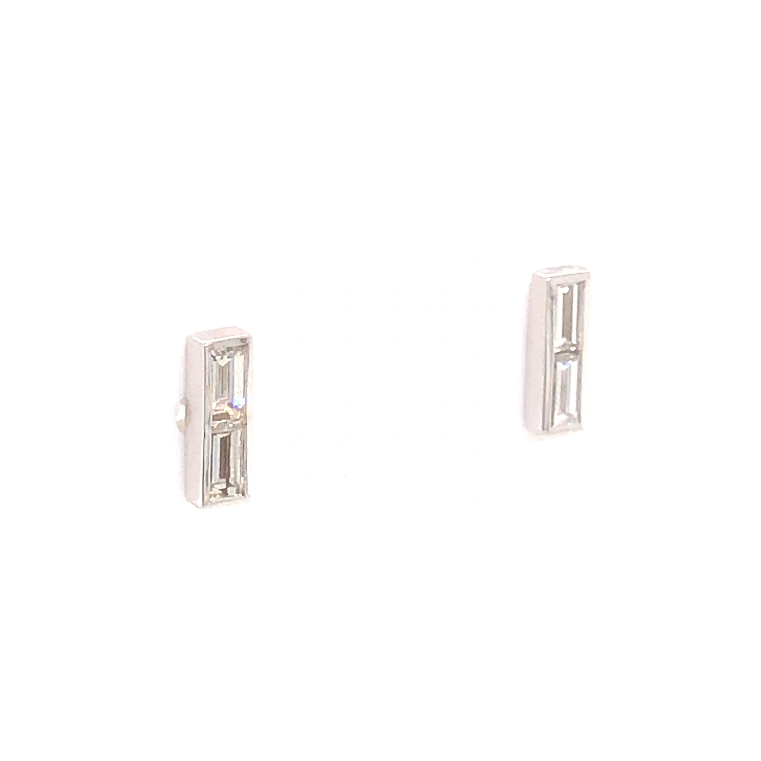 .32 Baguette Cut Diamond Stud Earrings 14K White Gold - Image 3