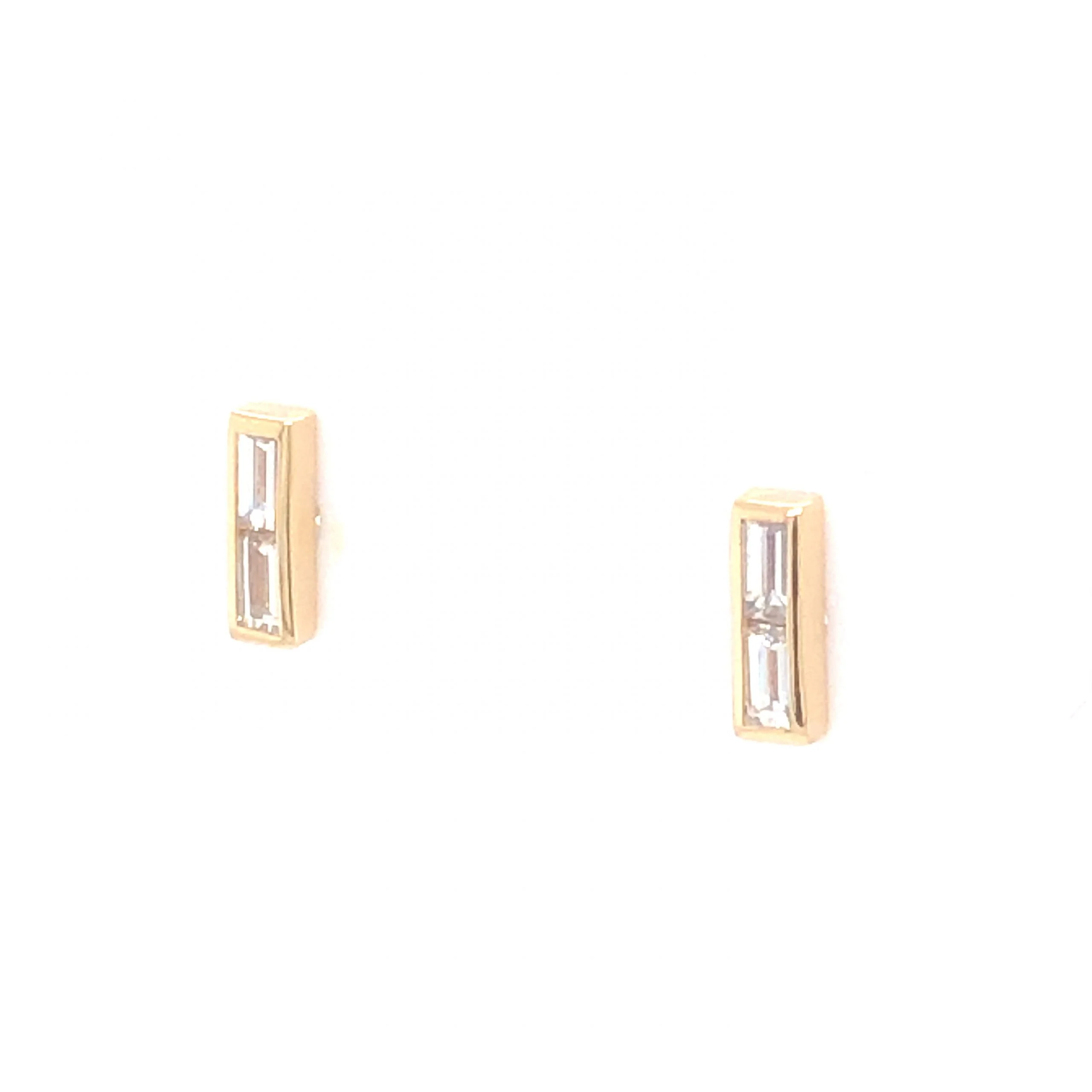.32 Baguette Diamond Stud Earrings in 14k Yellow Gold - Image 2
