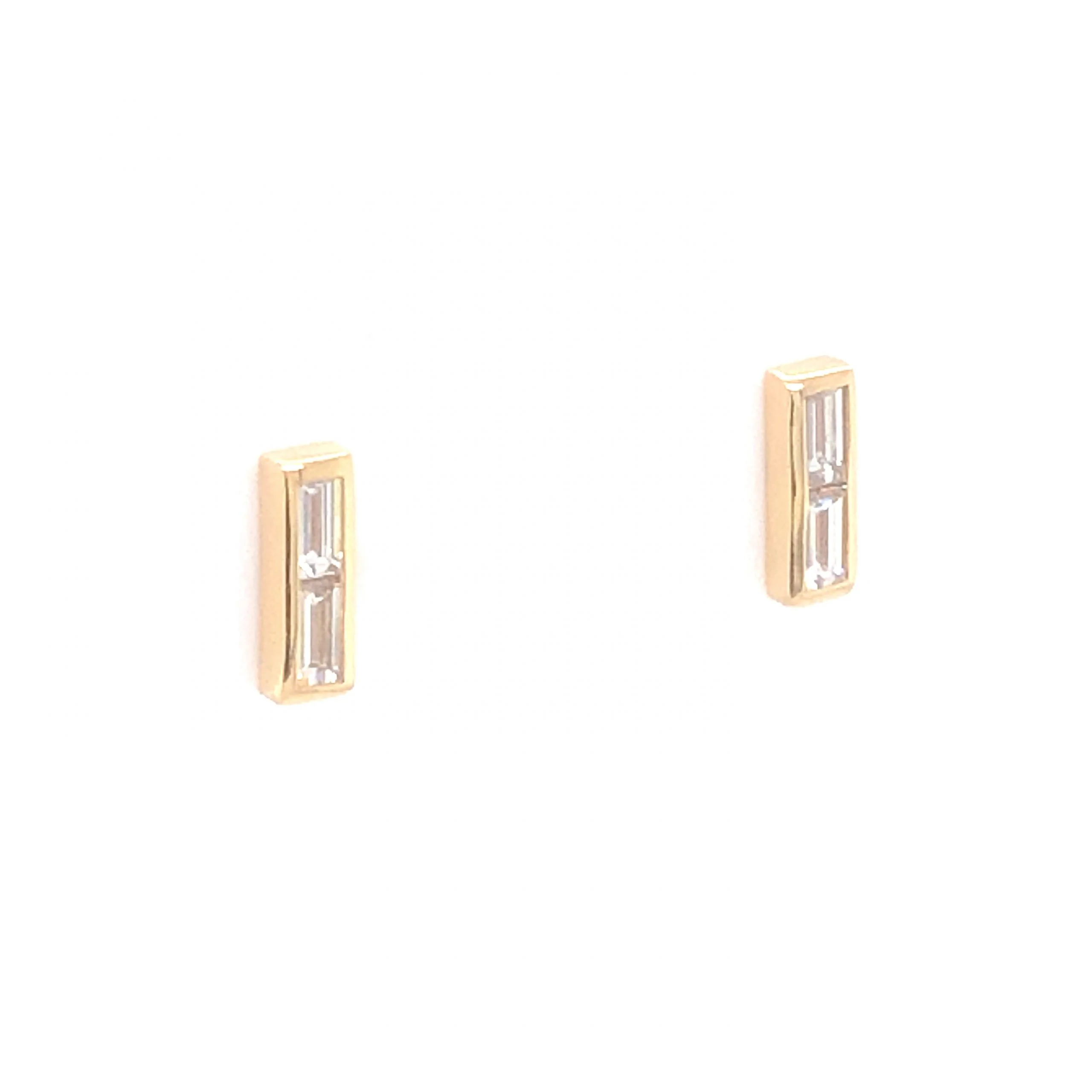 .32 Baguette Diamond Stud Earrings in 14k Yellow Gold - Image 3