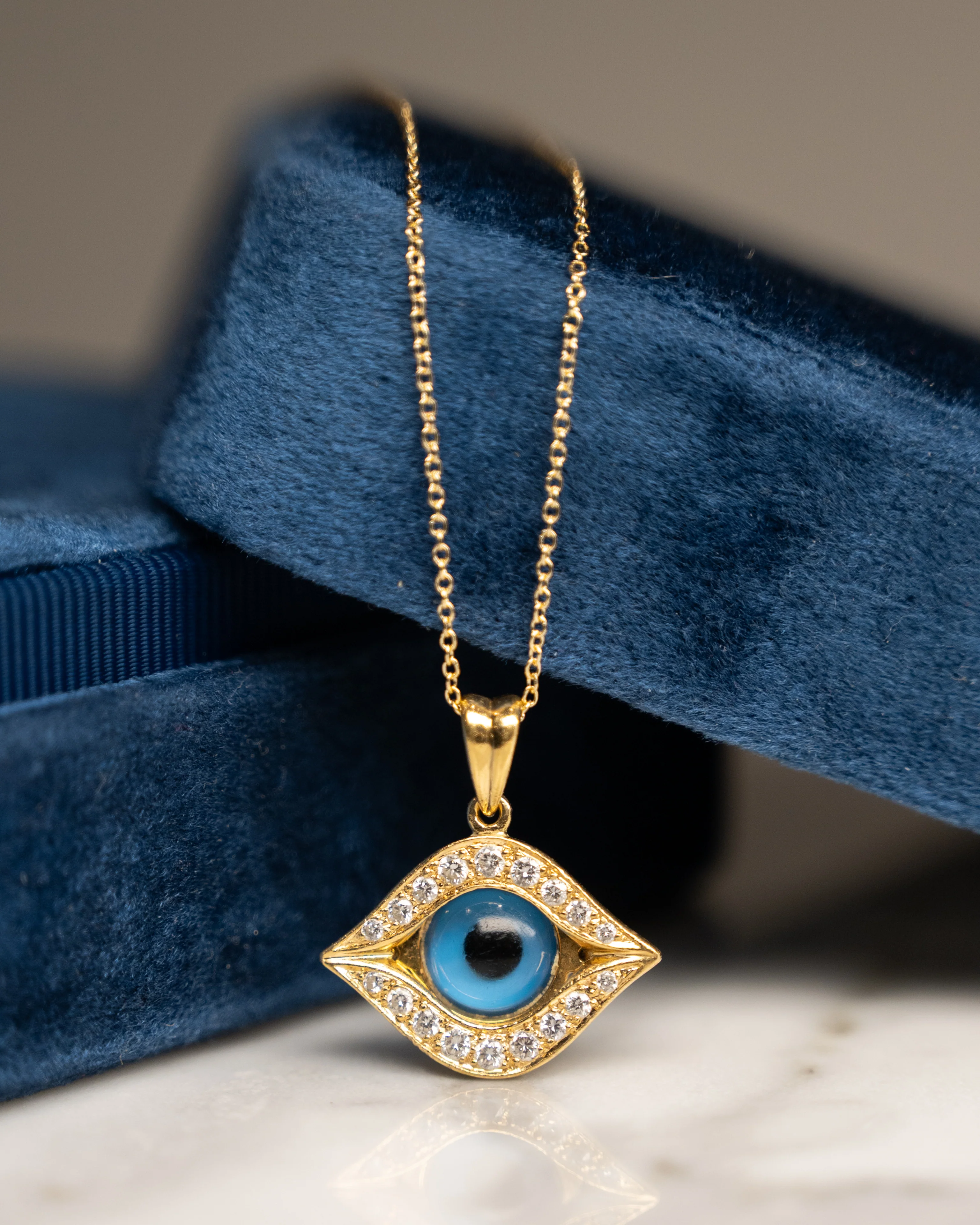 .32 Diamond Evil Eye Pendant Necklace in 18k - Image 7