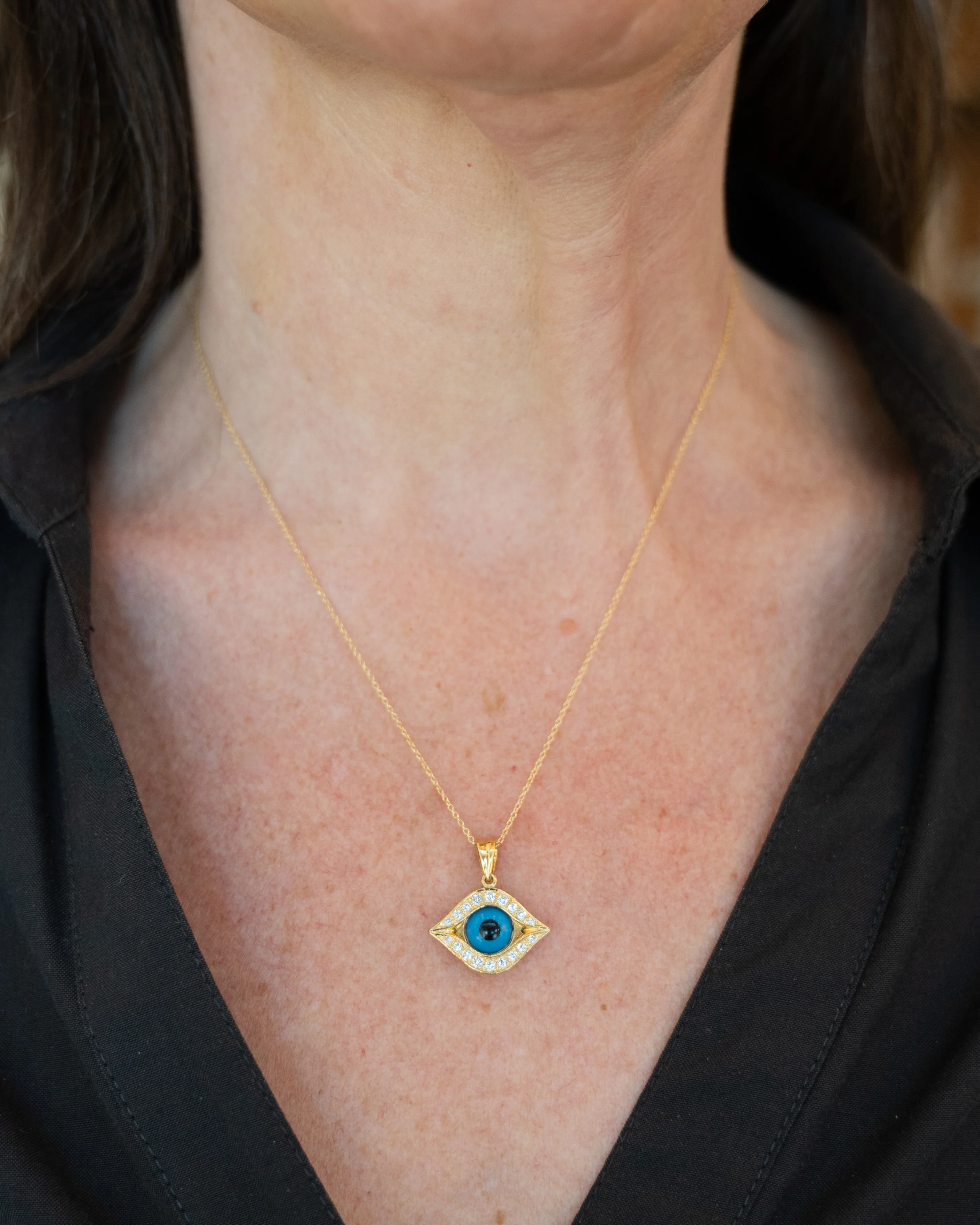 .32 Diamond Evil Eye Pendant Necklace in 18k - Image 8