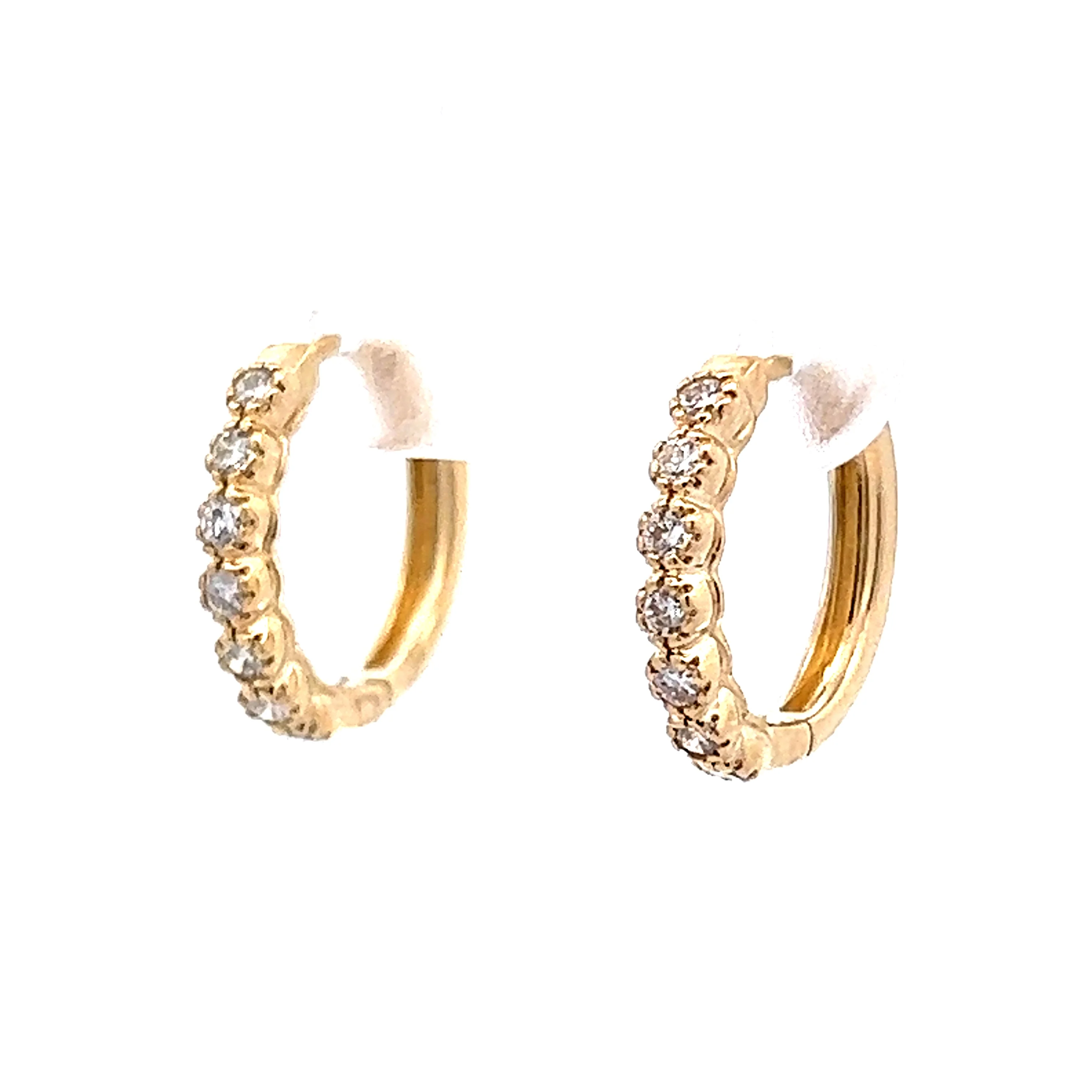 .32 Huggie Diamond Hoop Earring in 14k Yellow Gold - Image 2