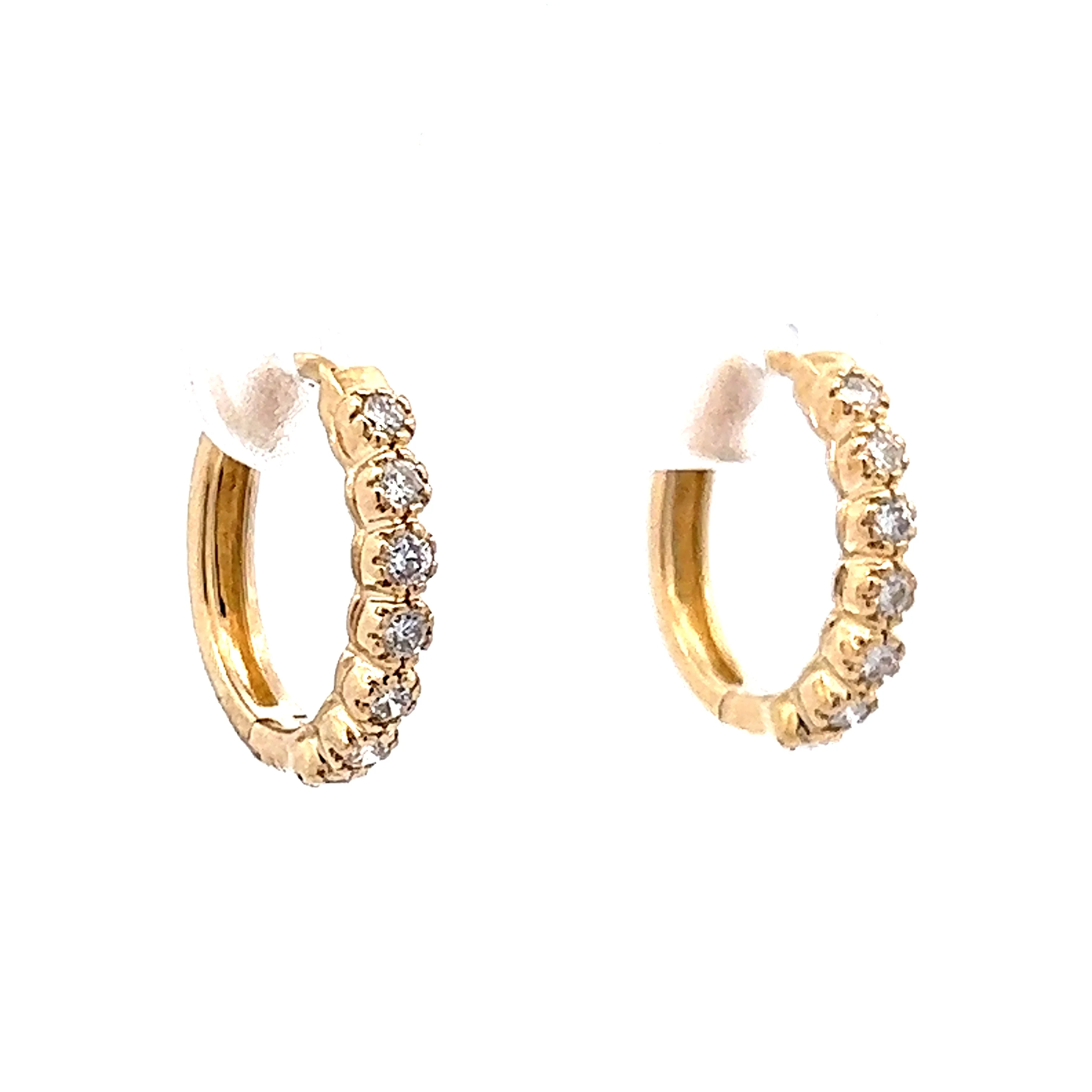.32 Huggie Diamond Hoop Earring in 14k Yellow Gold - Image 3