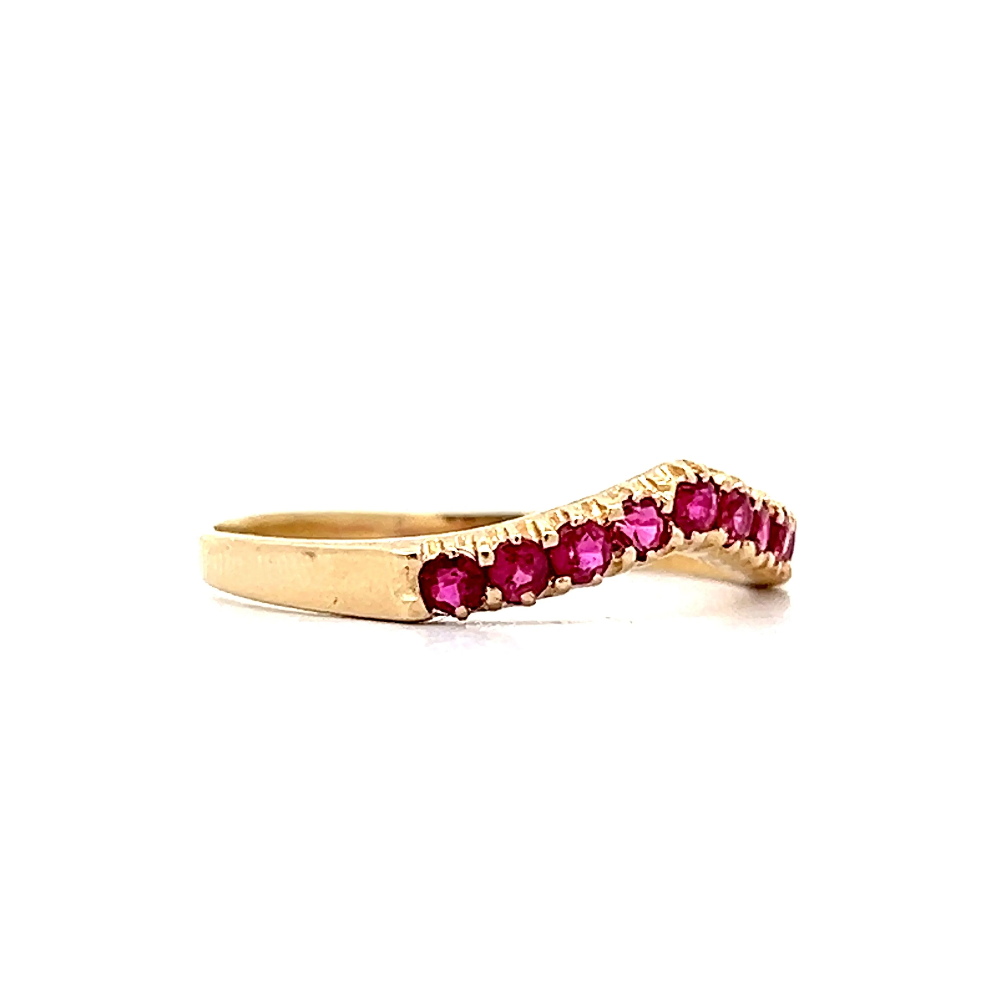 .32 Round Ruby Contour Wedding Band in 14k - Image 3