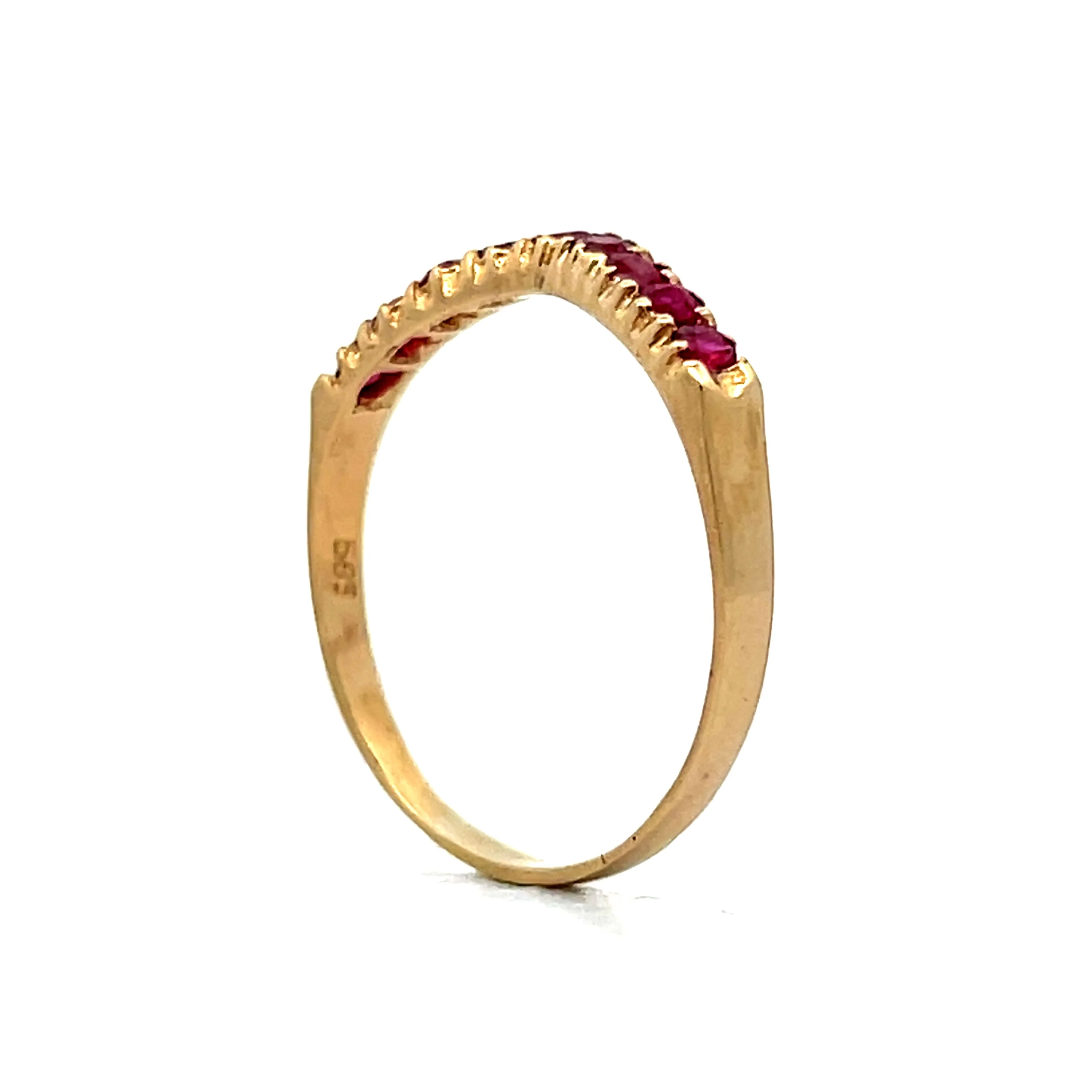 .32 Round Ruby Contour Wedding Band in 14k - Image 5