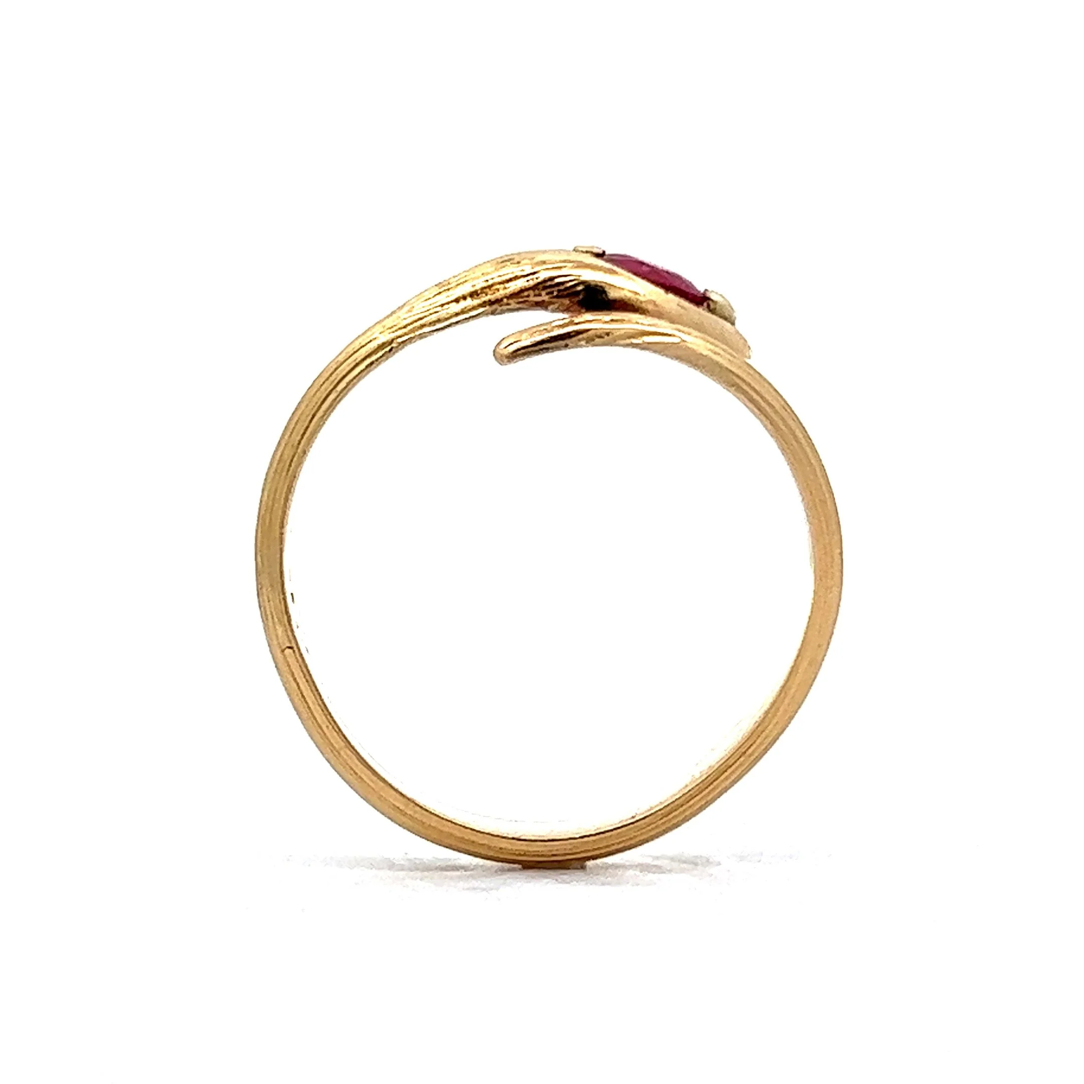 Vintage Mid-Century Ruby Snake Ring in 18k Yellow Gold - Image 4