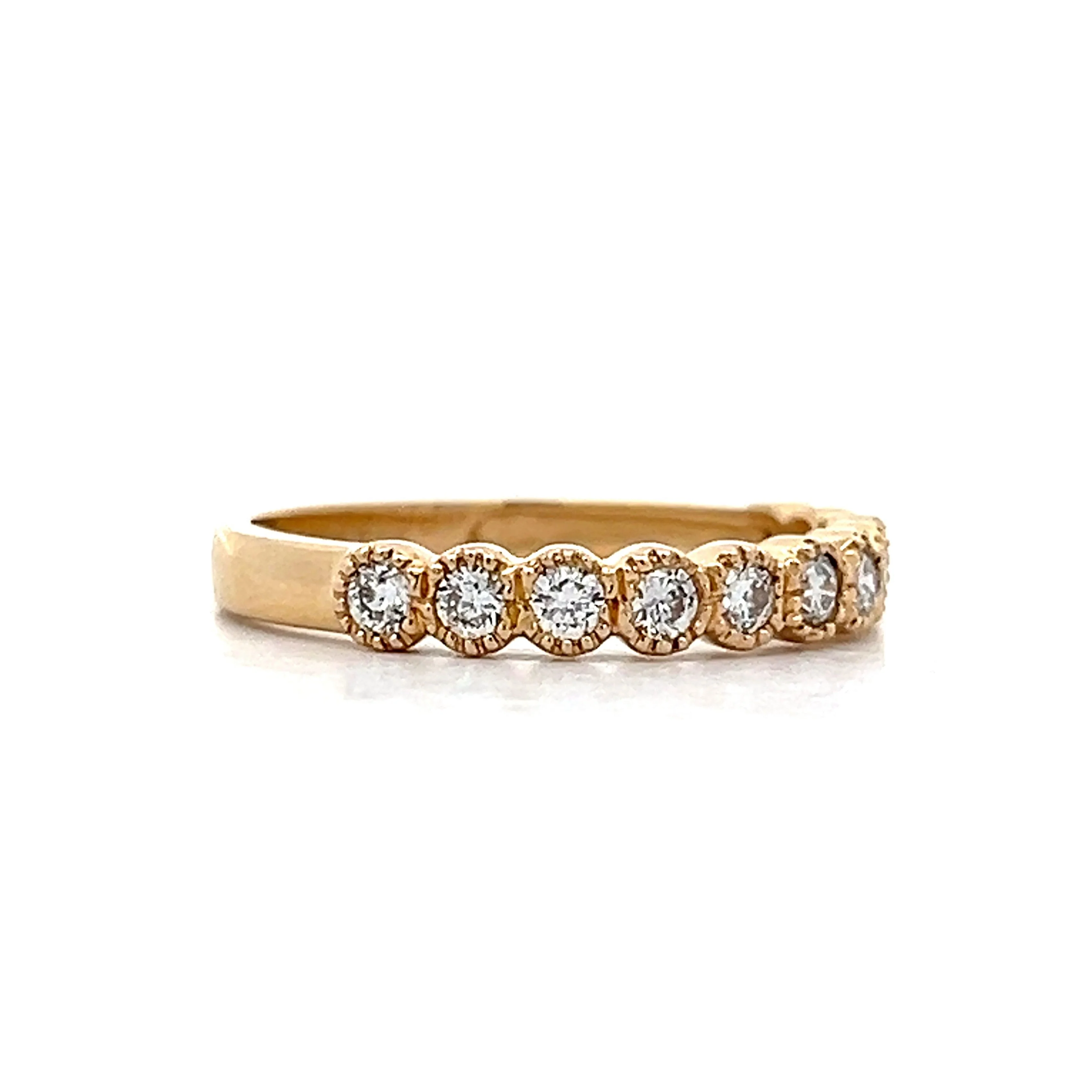 .33 Bezel Diamond Milgrain Wedding Band in Yellow Gold - Image 3