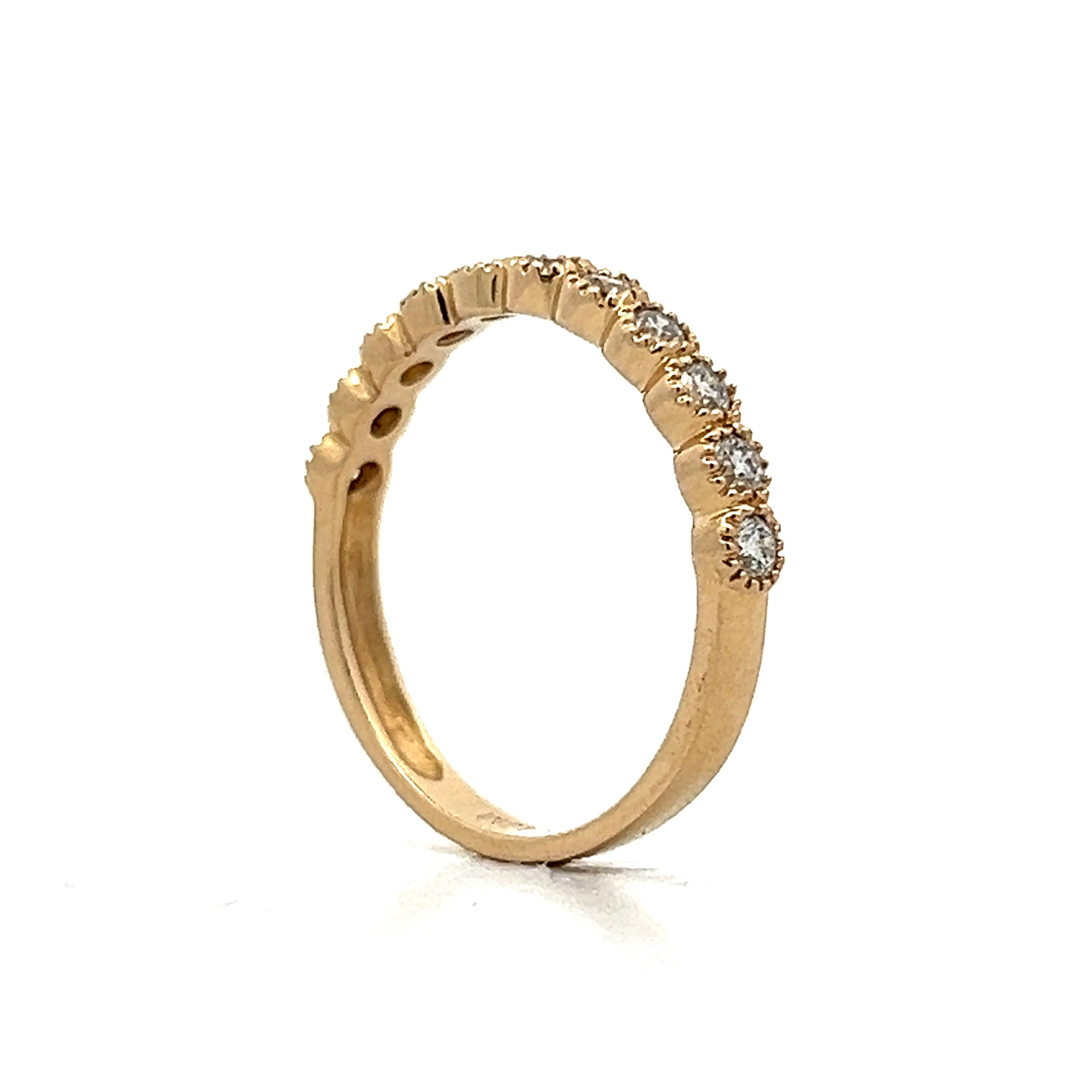 .33 Bezel Diamond Milgrain Wedding Band in Yellow Gold - Image 5