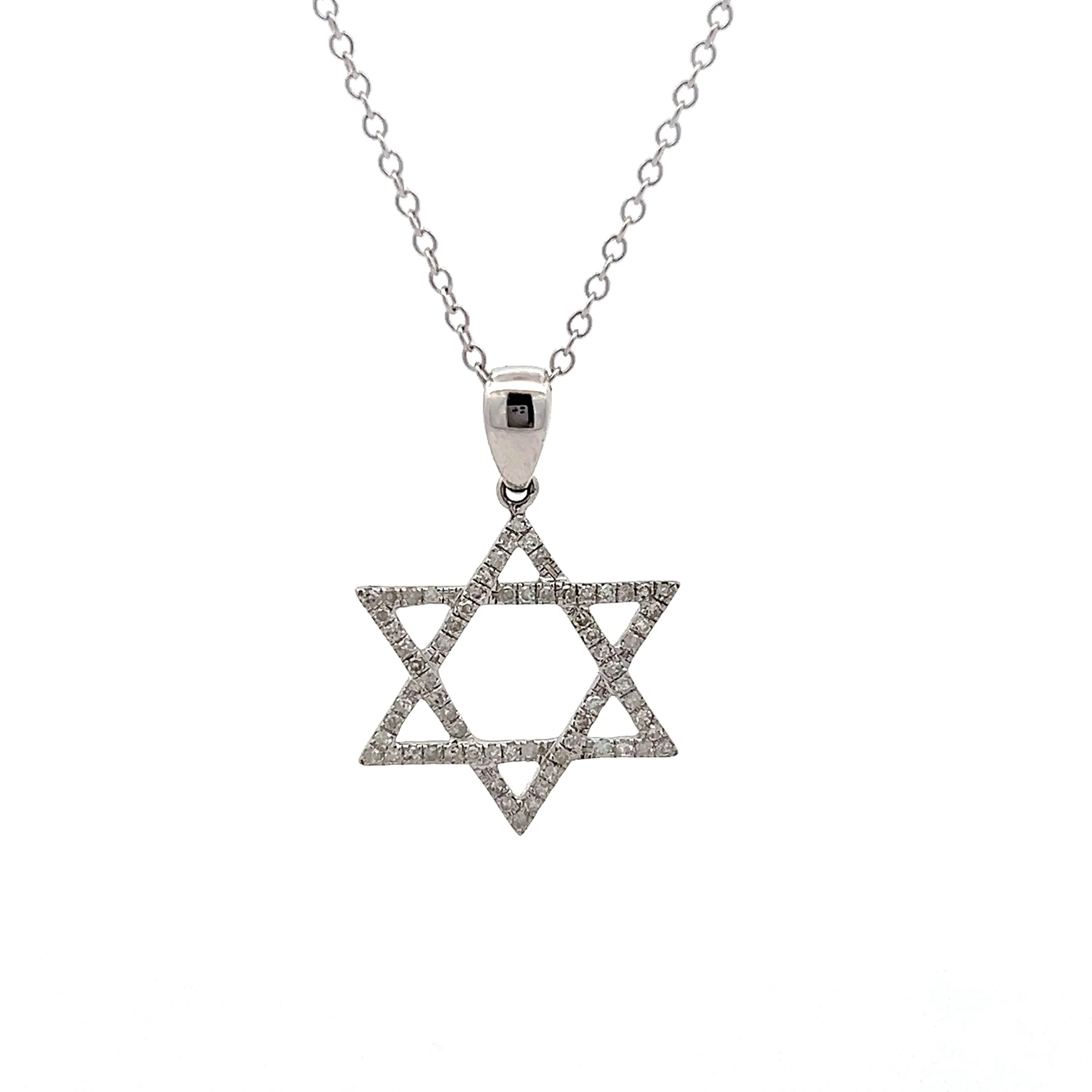 .33 Diamond Star of David Pendant Necklace in 14k