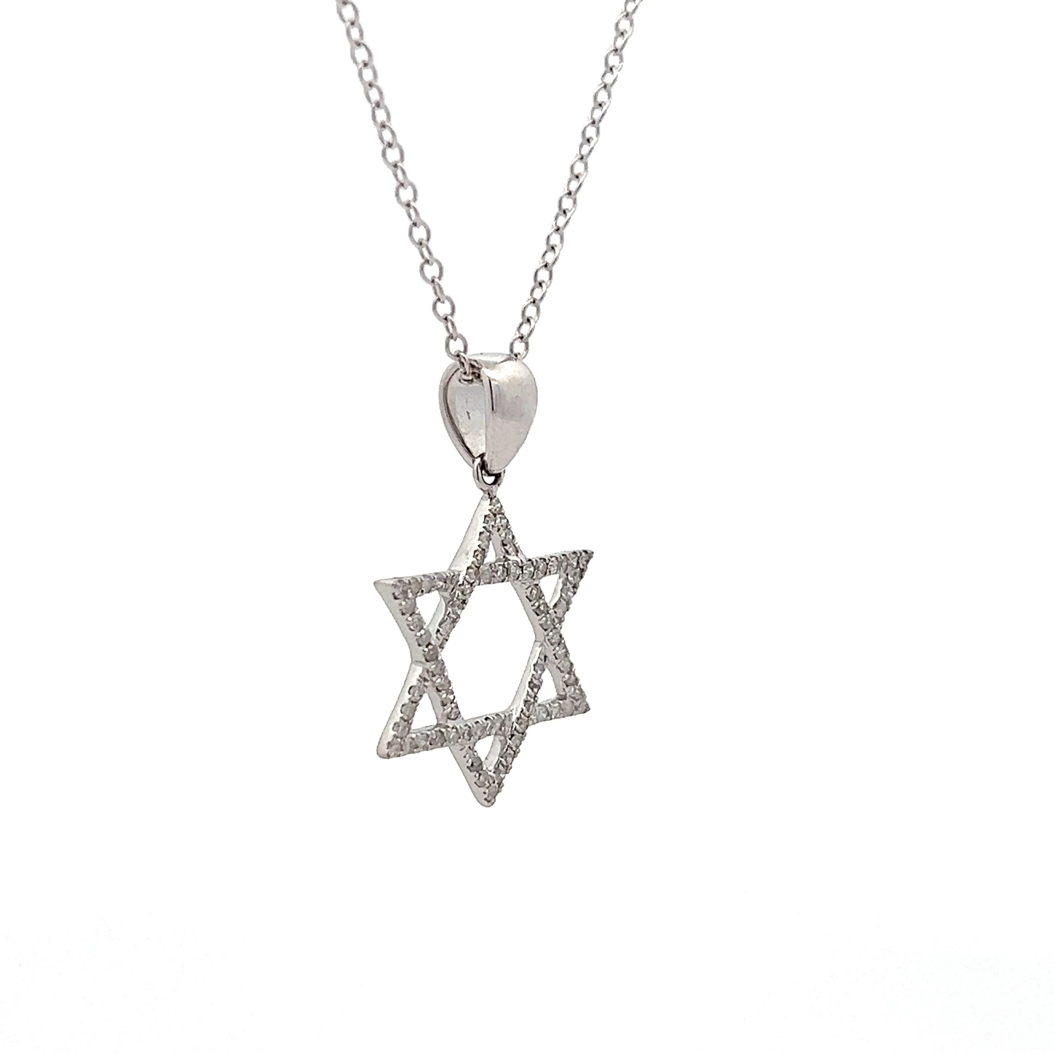 .33 Diamond Star of David Pendant Necklace in 14k - Image 3
