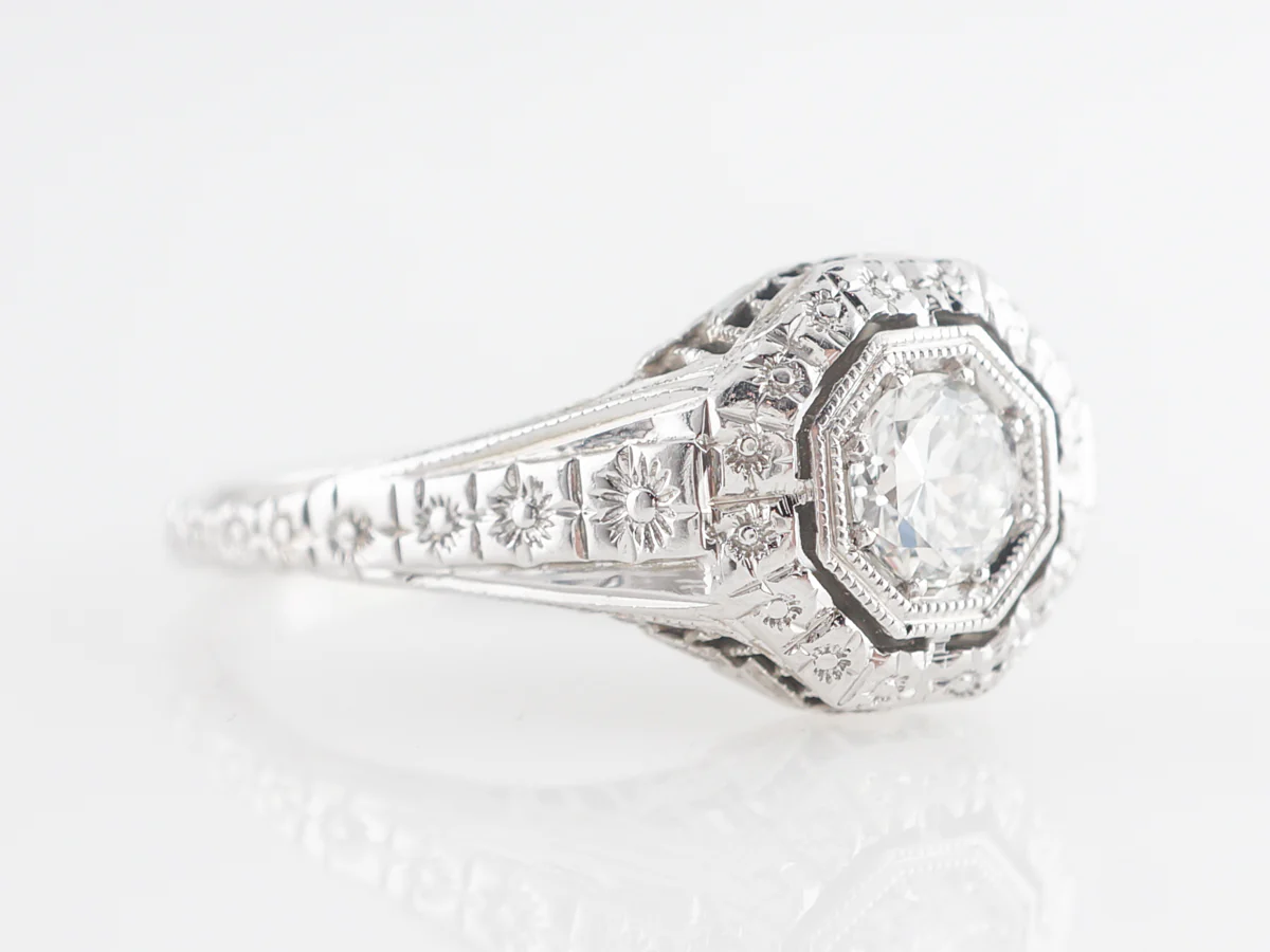 .33 European Diamond Engagement Ring in 18K White Gold - Image 5