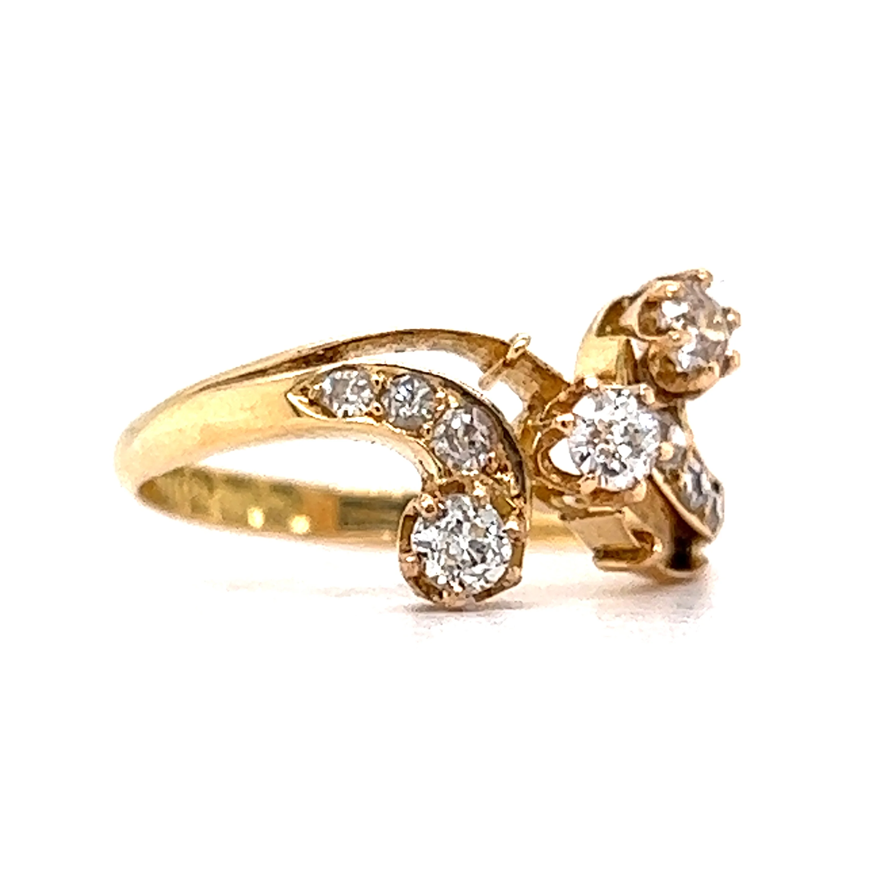 .33 Old European Three Stone Diamond Ring in 18k Yellow Gold - Image 3
