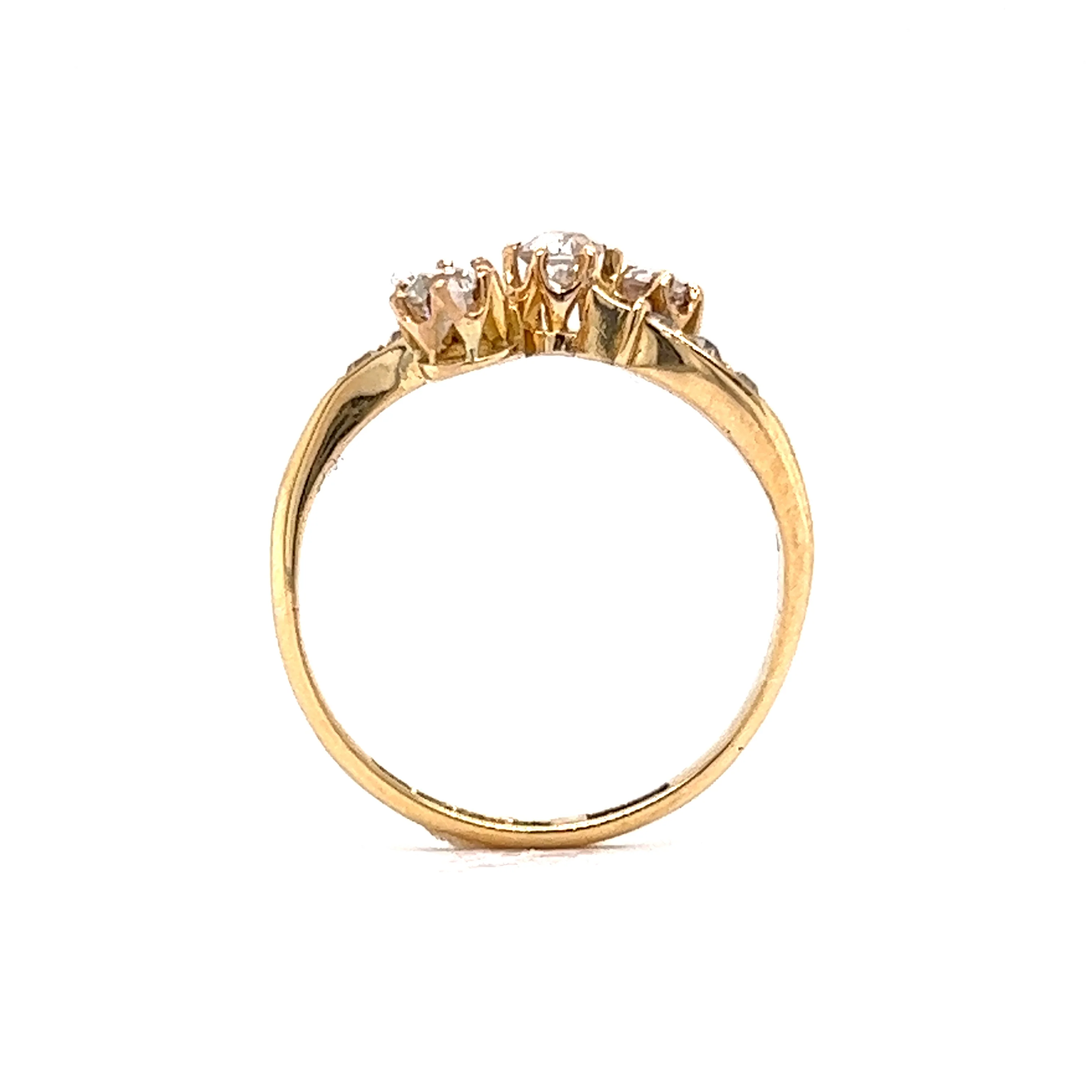 .33 Old European Three Stone Diamond Ring in 18k Yellow Gold - Image 4