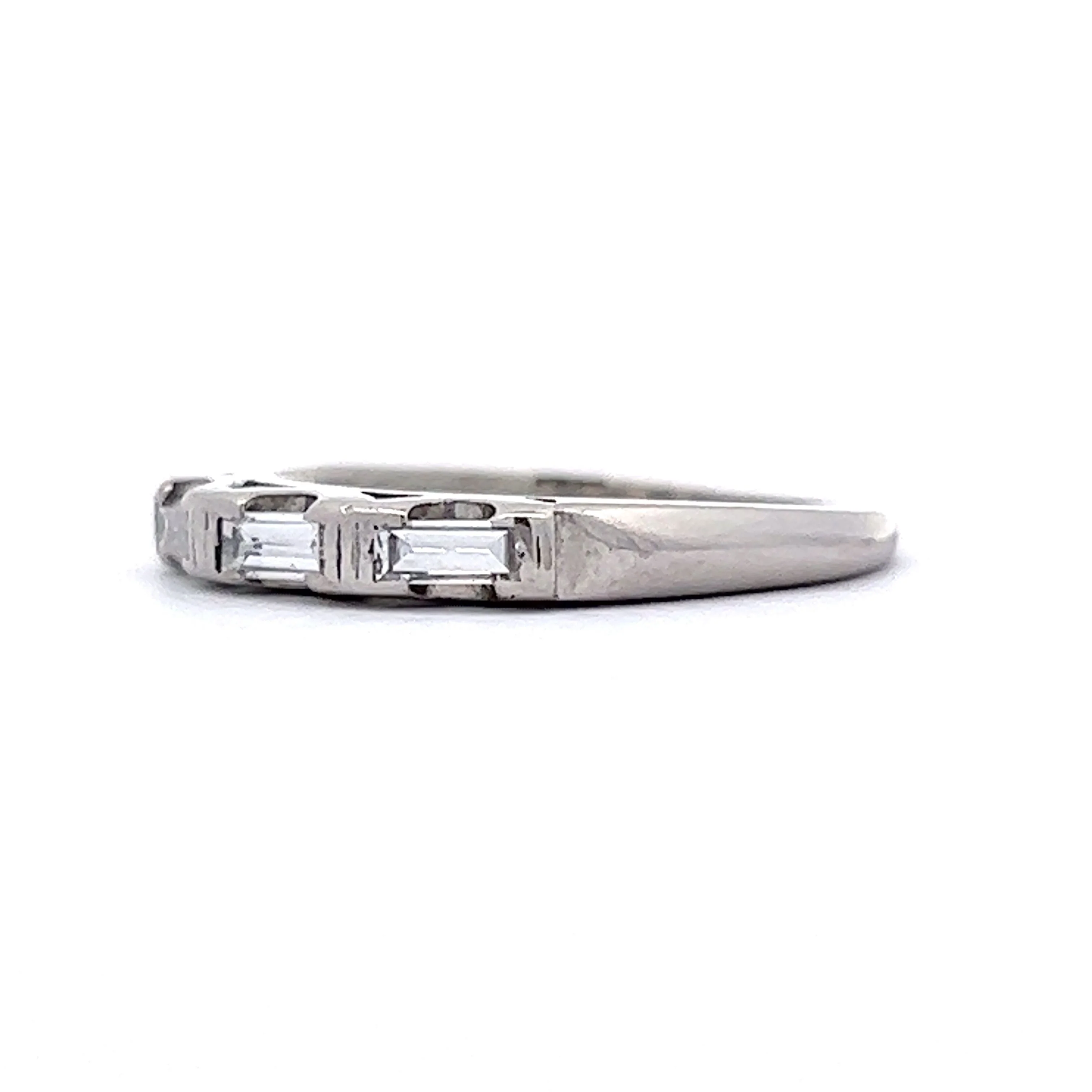 .33 Three Stone Baguette Wedding Band in Platinum - Image 2