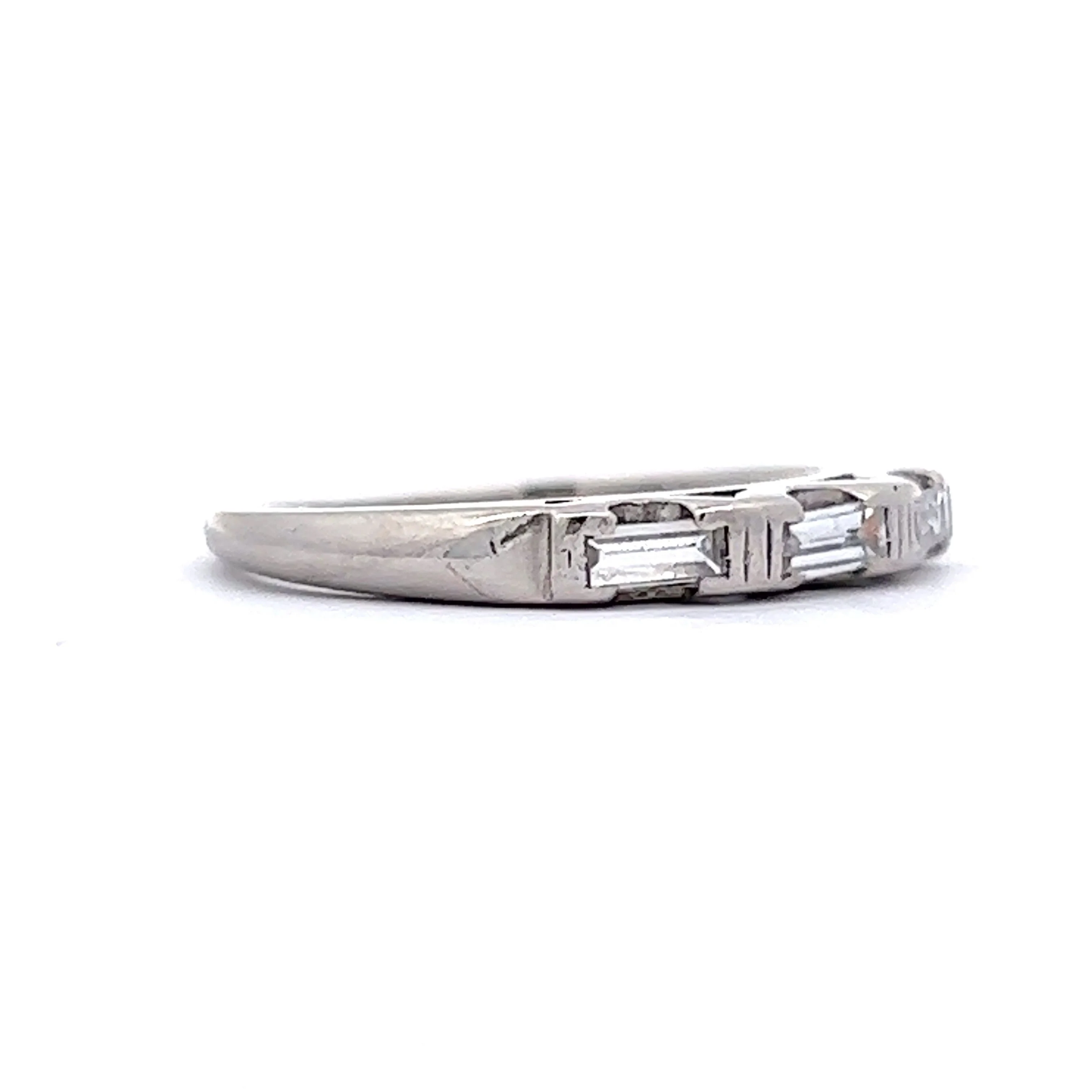 .33 Three Stone Baguette Wedding Band in Platinum - Image 3