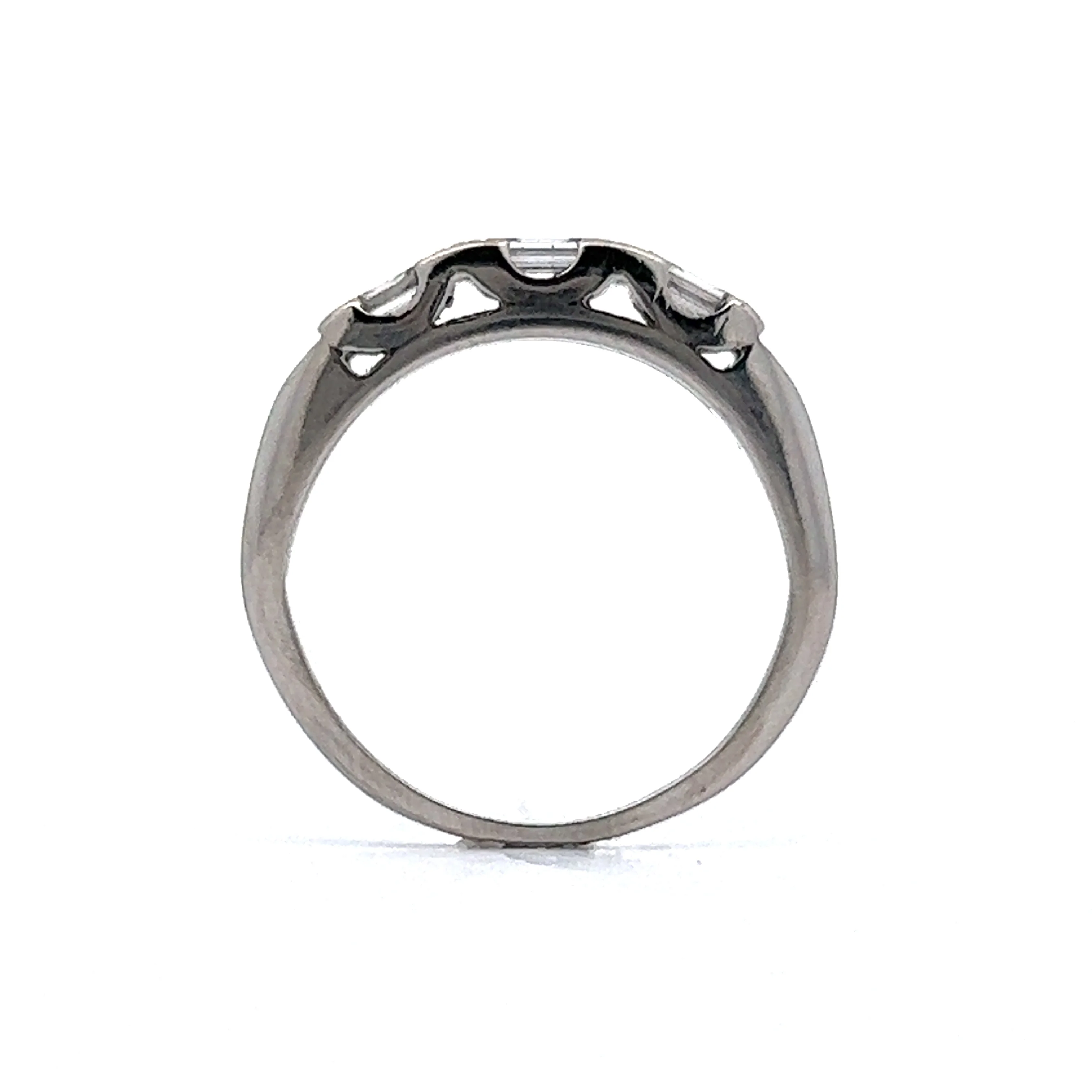 .33 Three Stone Baguette Wedding Band in Platinum - Image 4