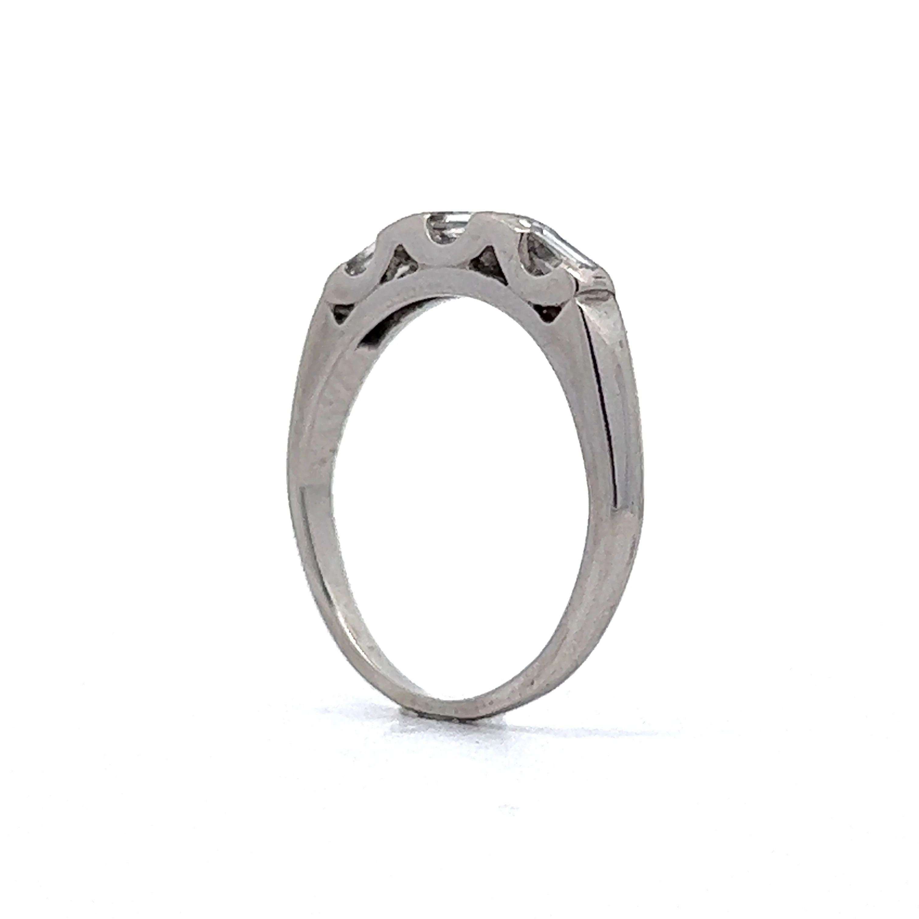 .33 Three Stone Baguette Wedding Band in Platinum - Image 5