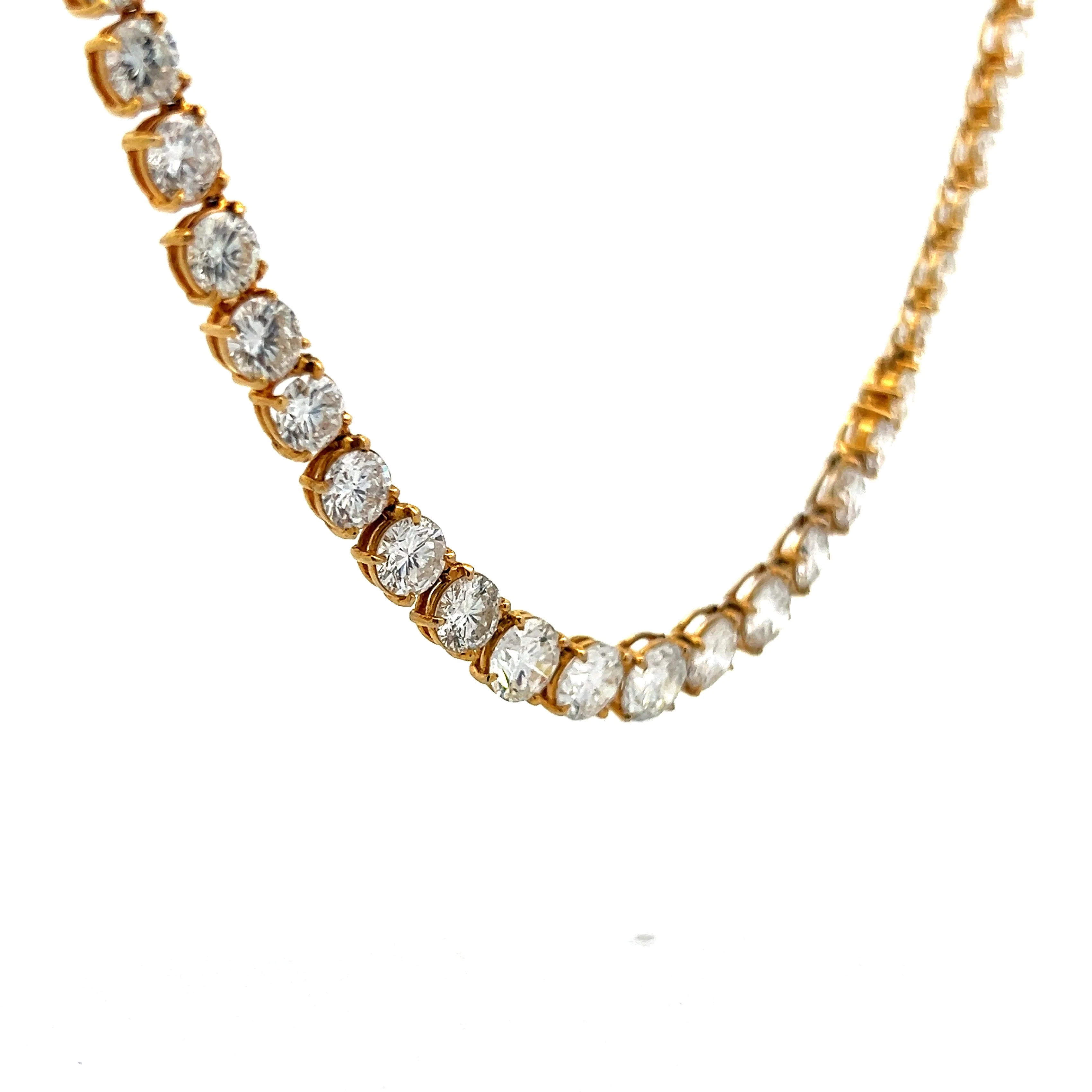 34.00 Carat Diamond Riviera Necklace in 18k Yellow Gold - Image 3