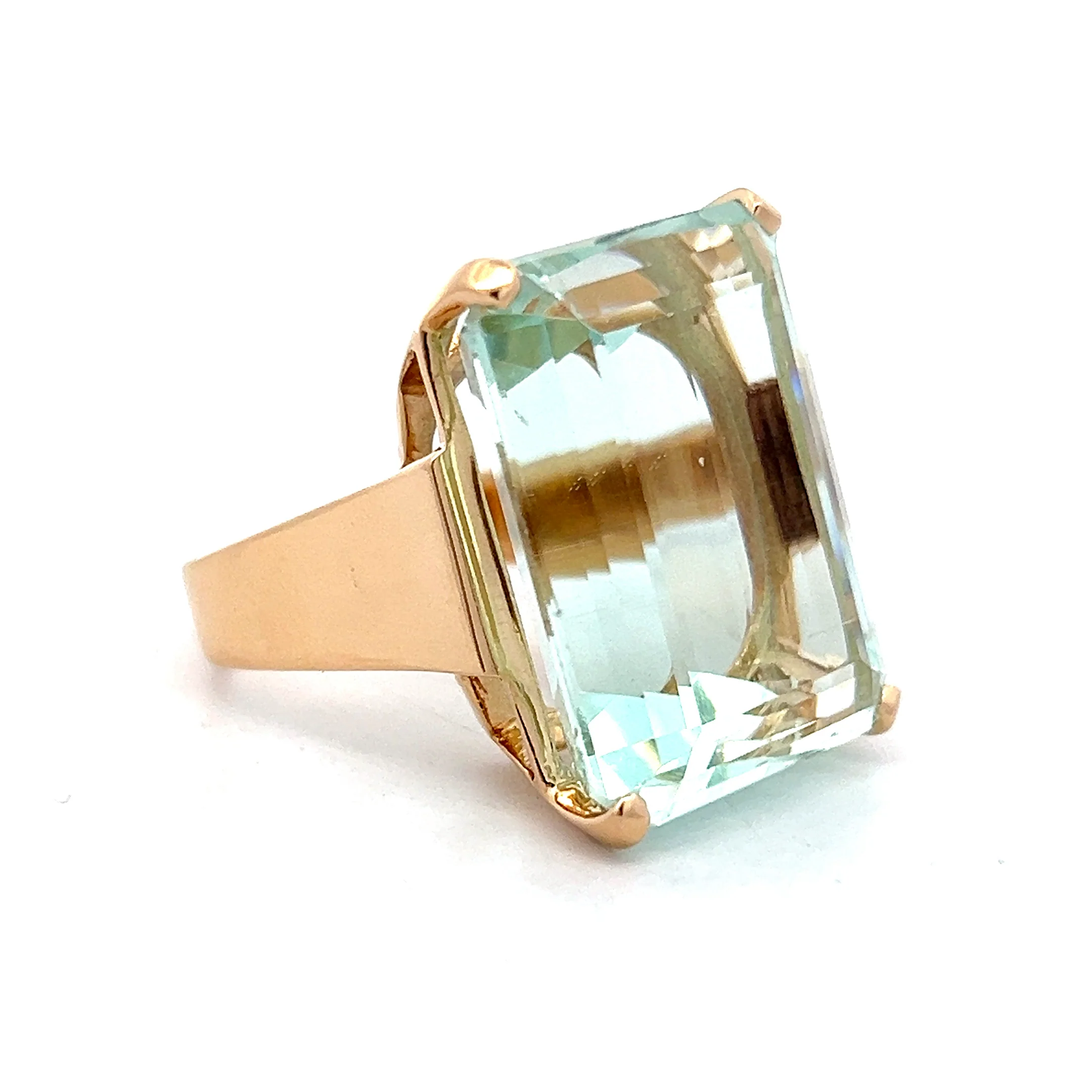 34.21 Vintage Emerald Cut Aquamarine Cocktail Ring in 14k - Image 3