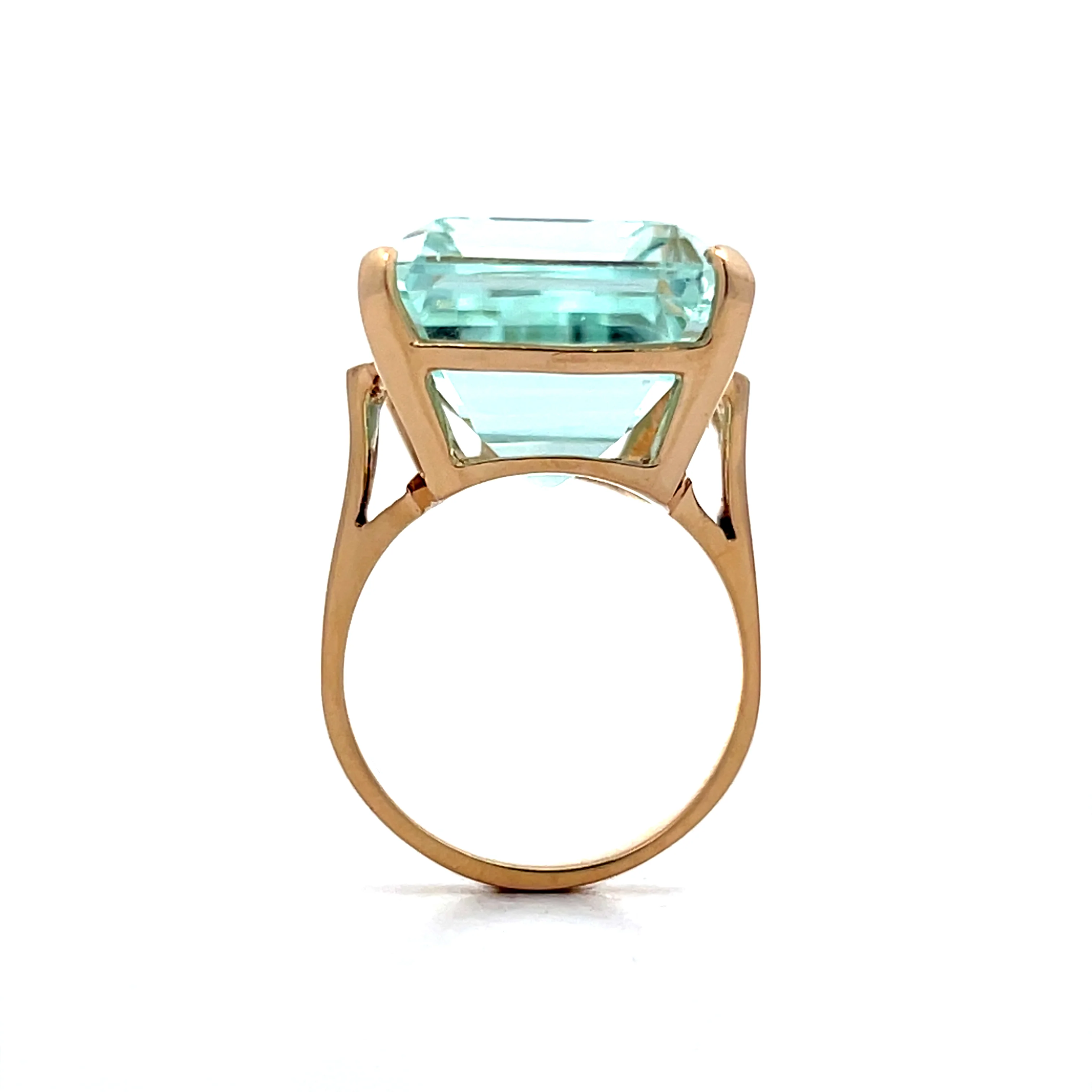 34.21 Vintage Emerald Cut Aquamarine Cocktail Ring in 14k - Image 4