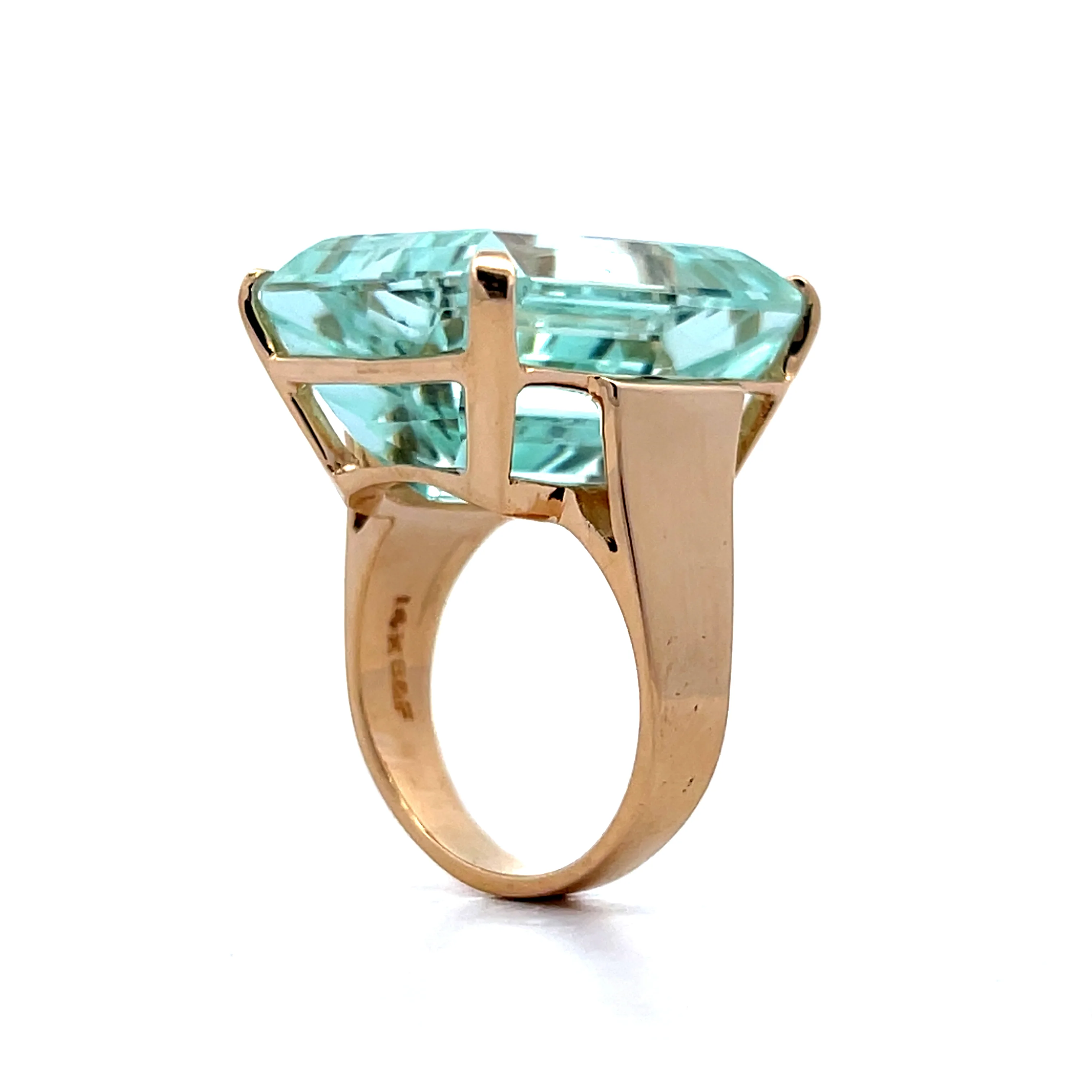 34.21 Vintage Emerald Cut Aquamarine Cocktail Ring in 14k - Image 5