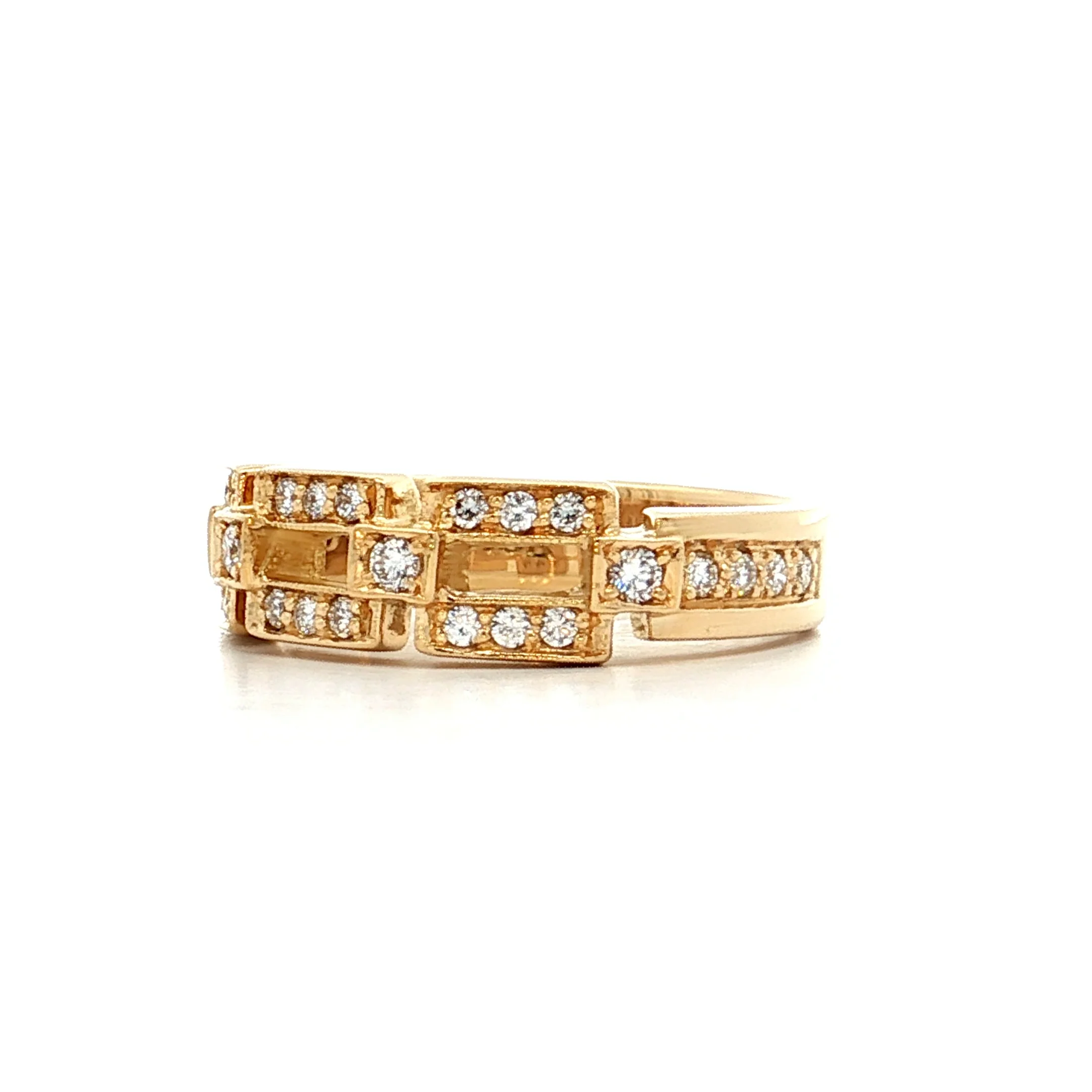 .34 Diamond Chain Link Ring 18k Yellow Gold - Image 2