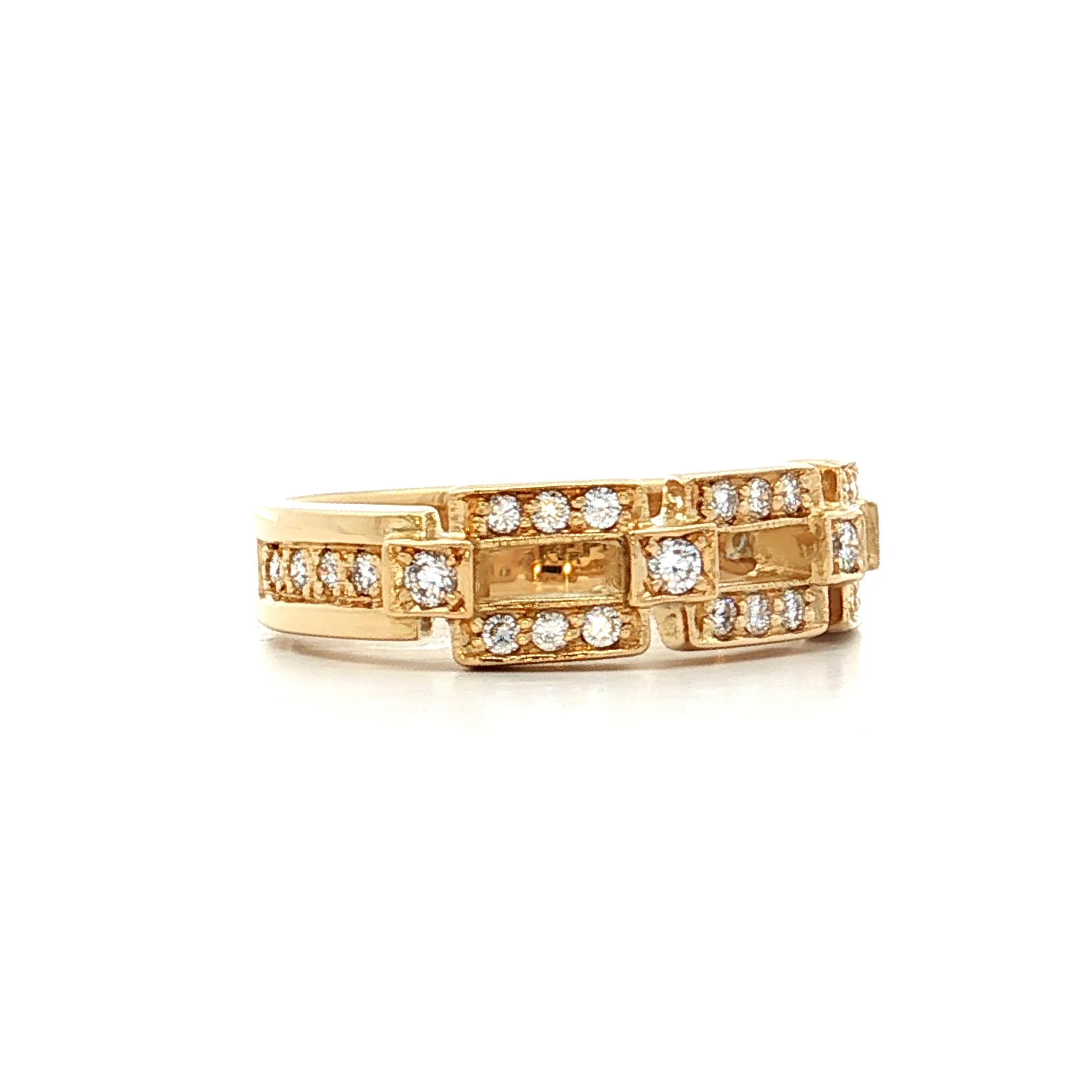 .34 Diamond Chain Link Ring 18k Yellow Gold - Image 3