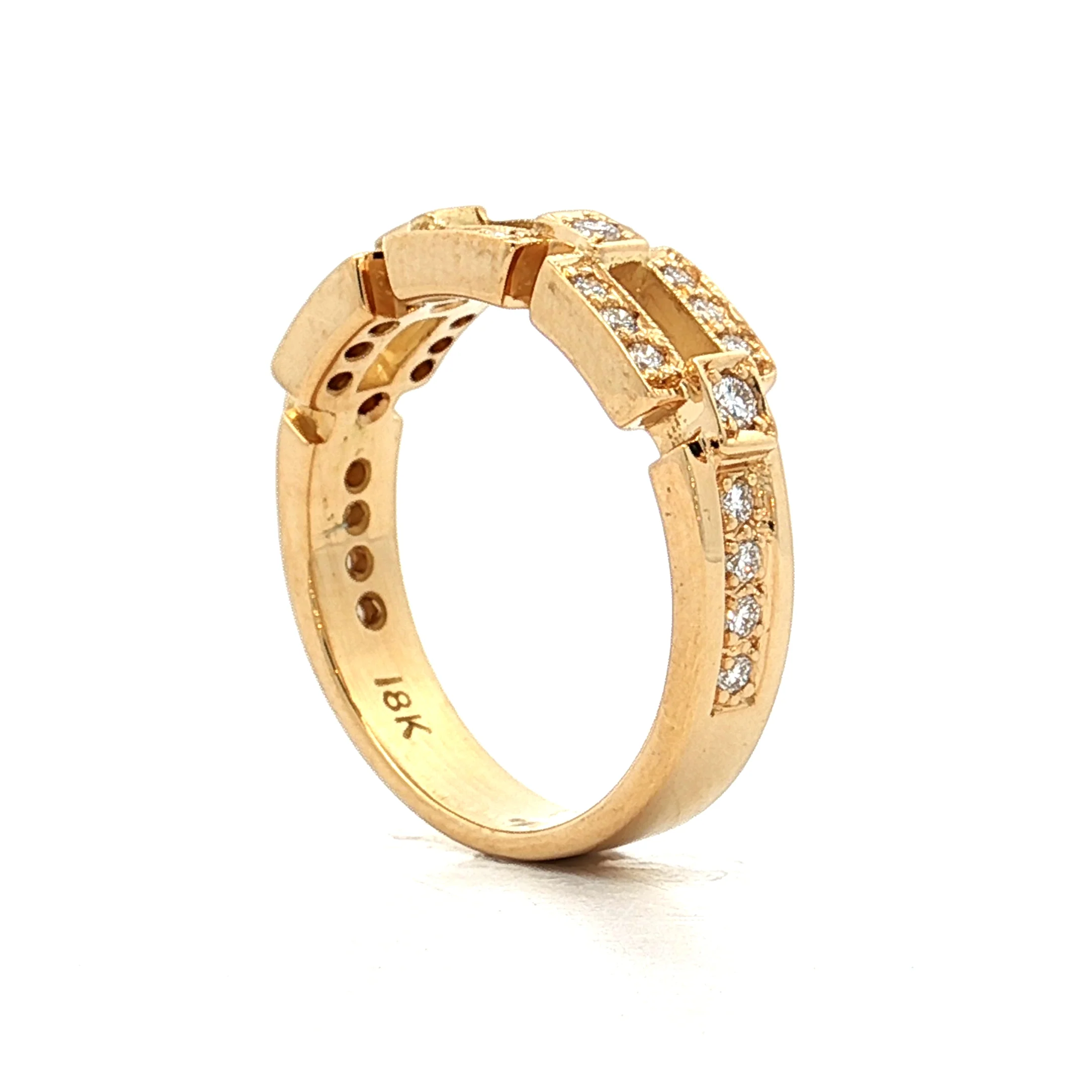 .34 Diamond Chain Link Ring 18k Yellow Gold - Image 4