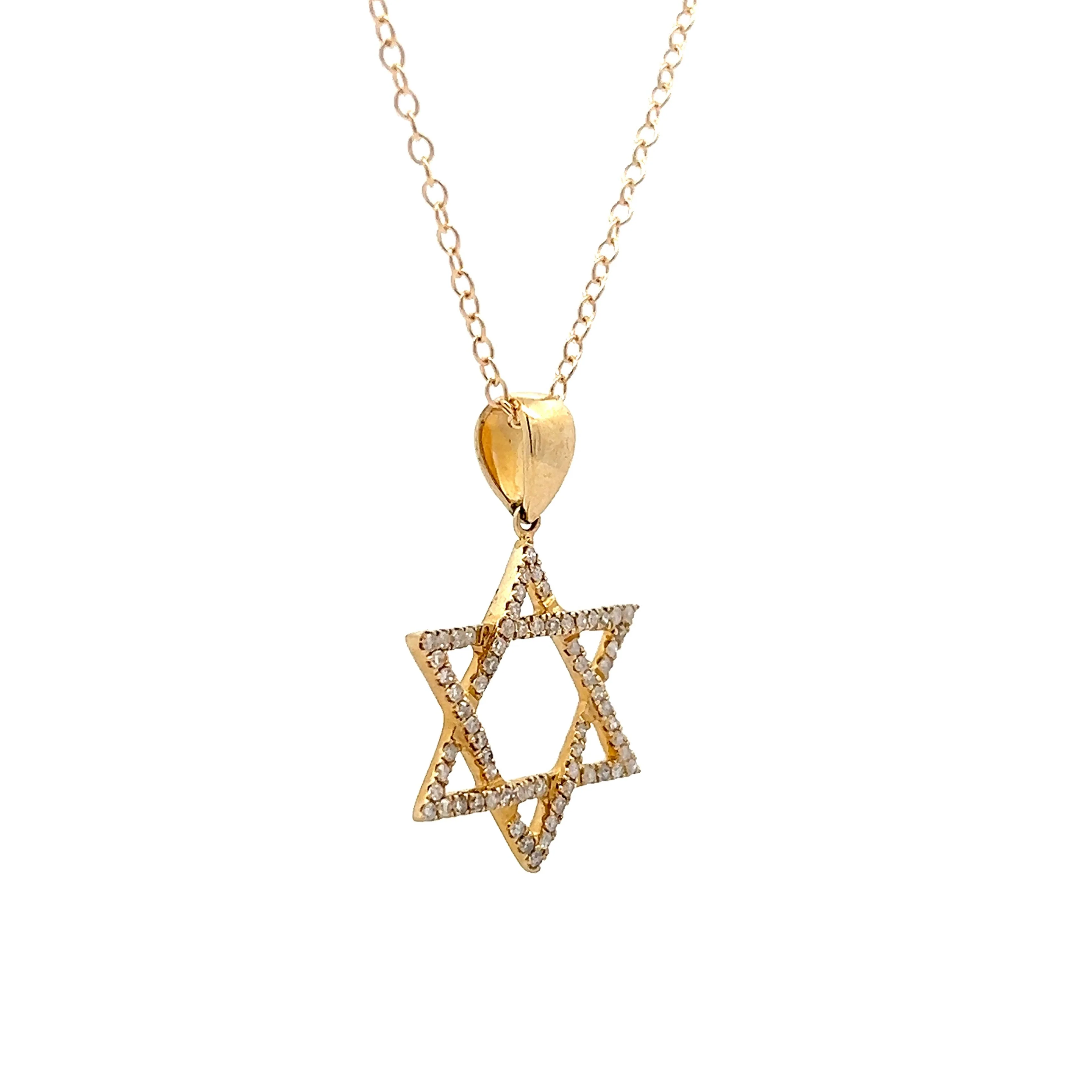 .34 Diamond Star of David Pendant in 14k Yellow Gold - Image 3