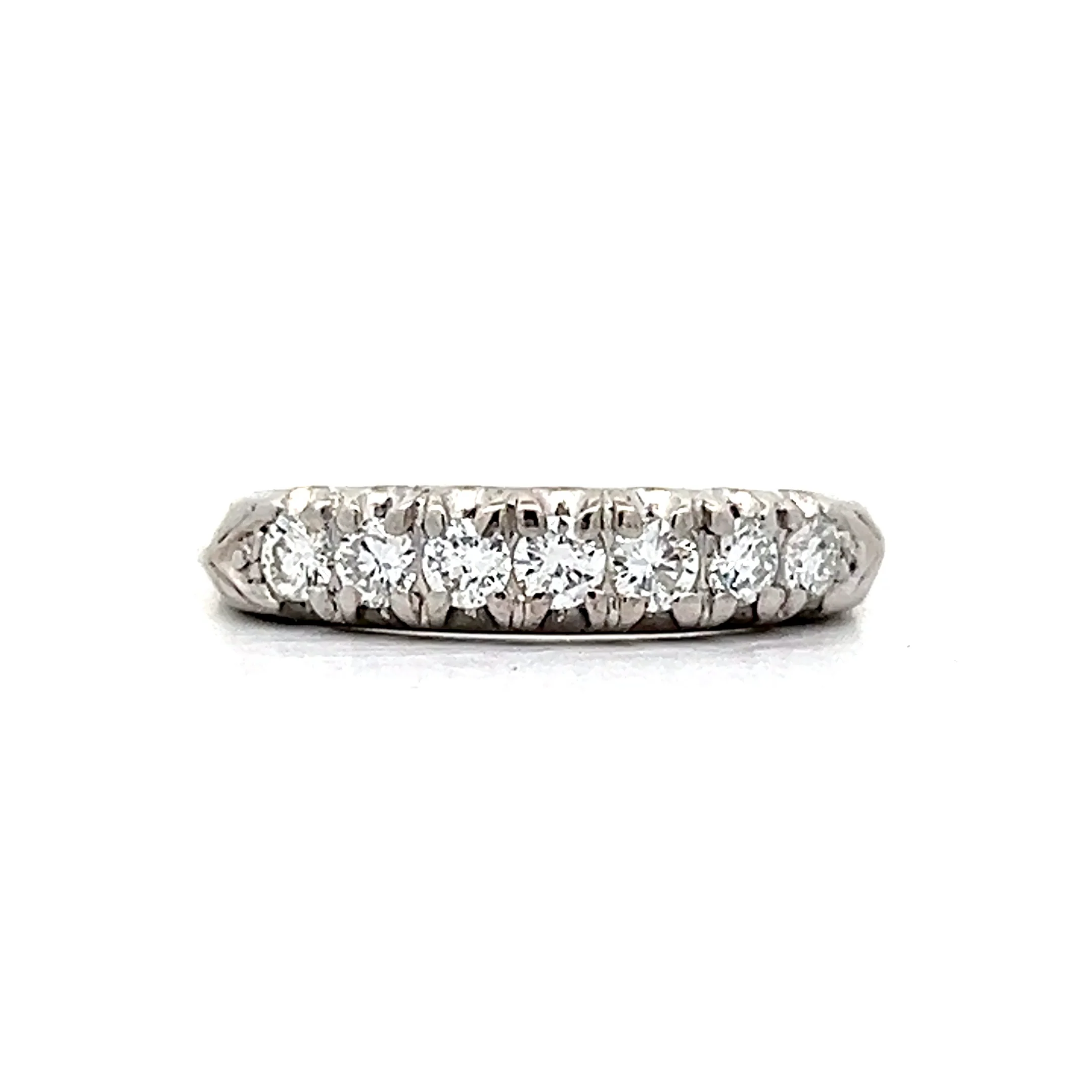 .34 Vintage Diamond Wedding Band in Platinum