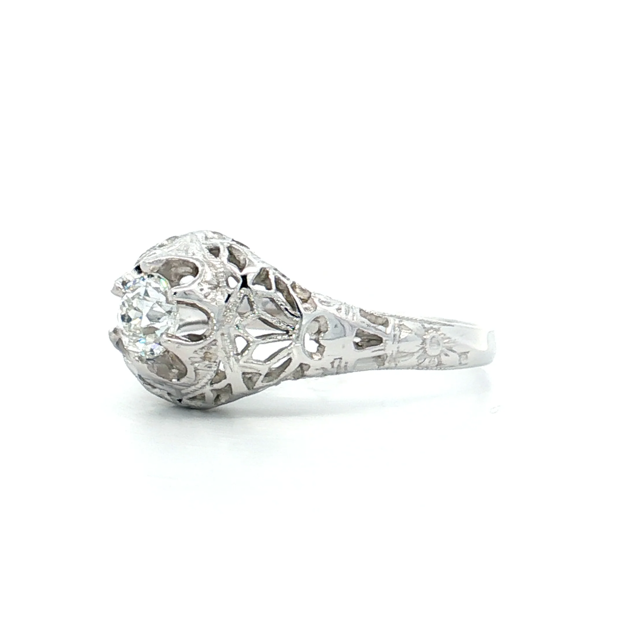 .35 Antique Old Mine Diamond Engagement Ring 18k - Image 2