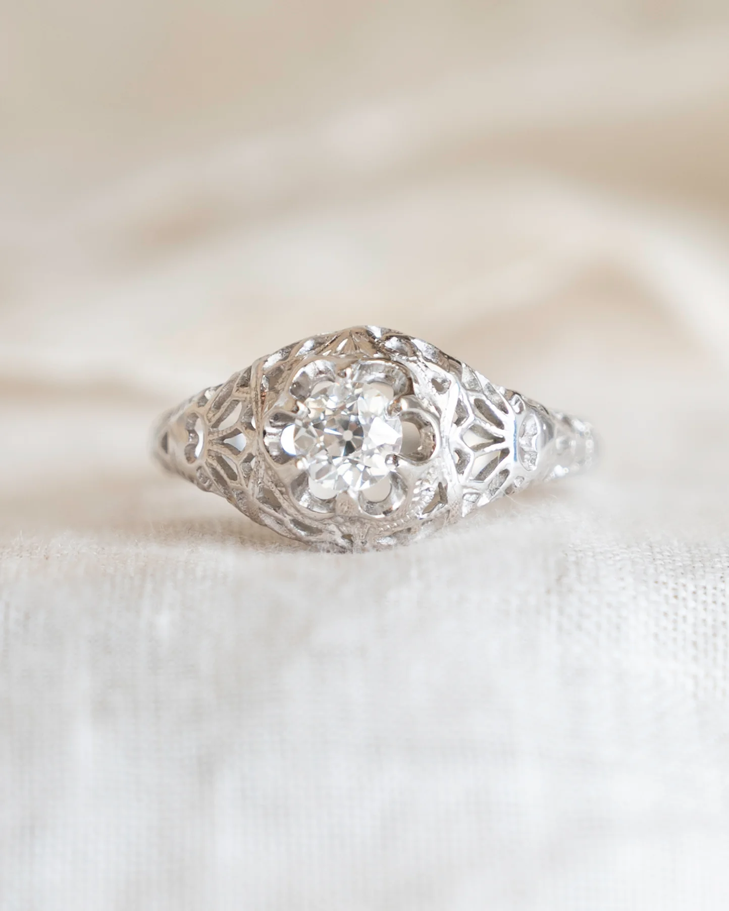 .35 Antique Old Mine Diamond Engagement Ring 18k - Image 6