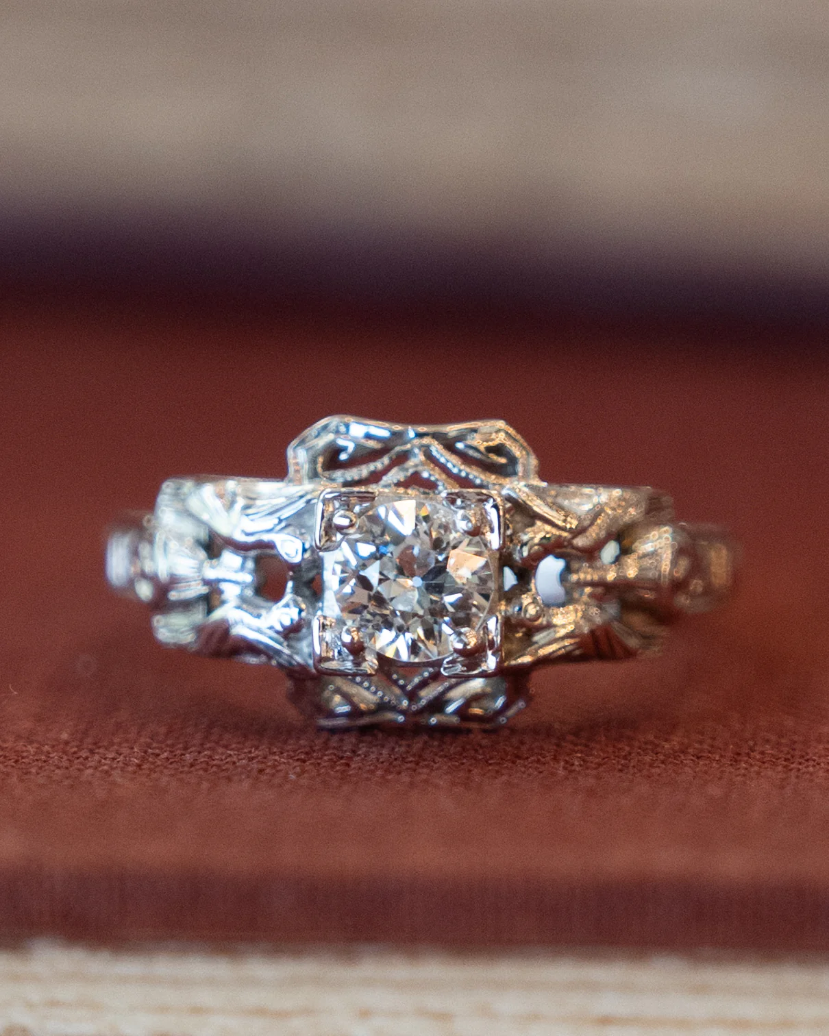 .35 Antique Solitaire Diamond Engagement Ring 18k - Image 6