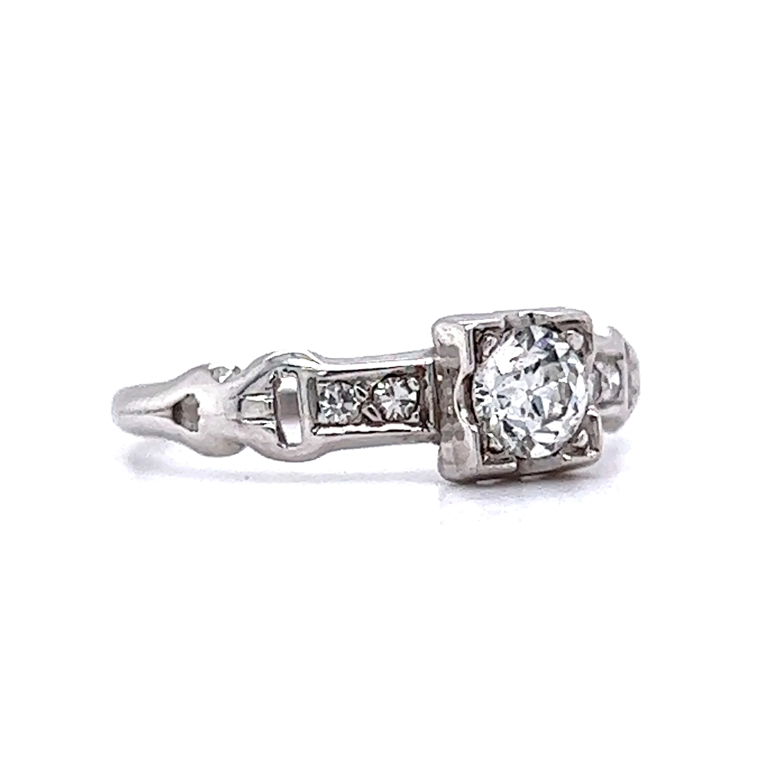 .35 Art Deco Engagement Ring in 18k White Gold - Image 3